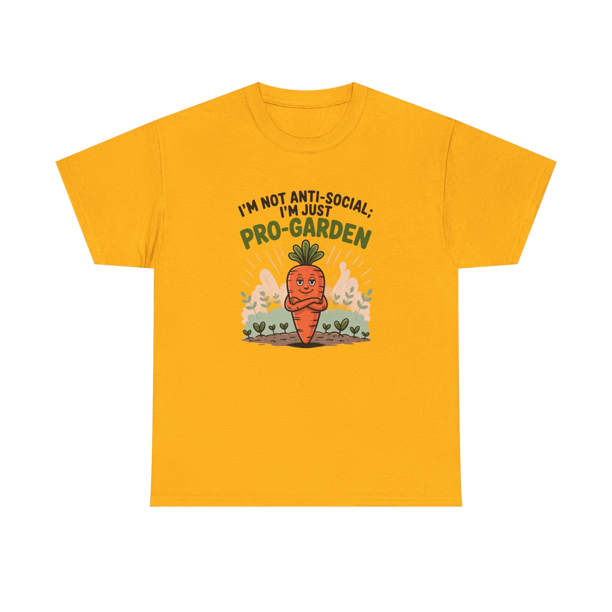 Garden Lover T‑Shirt — "I’m Not Anti-Social, I’m Just Pro-Garden" Cute Carrot Tee