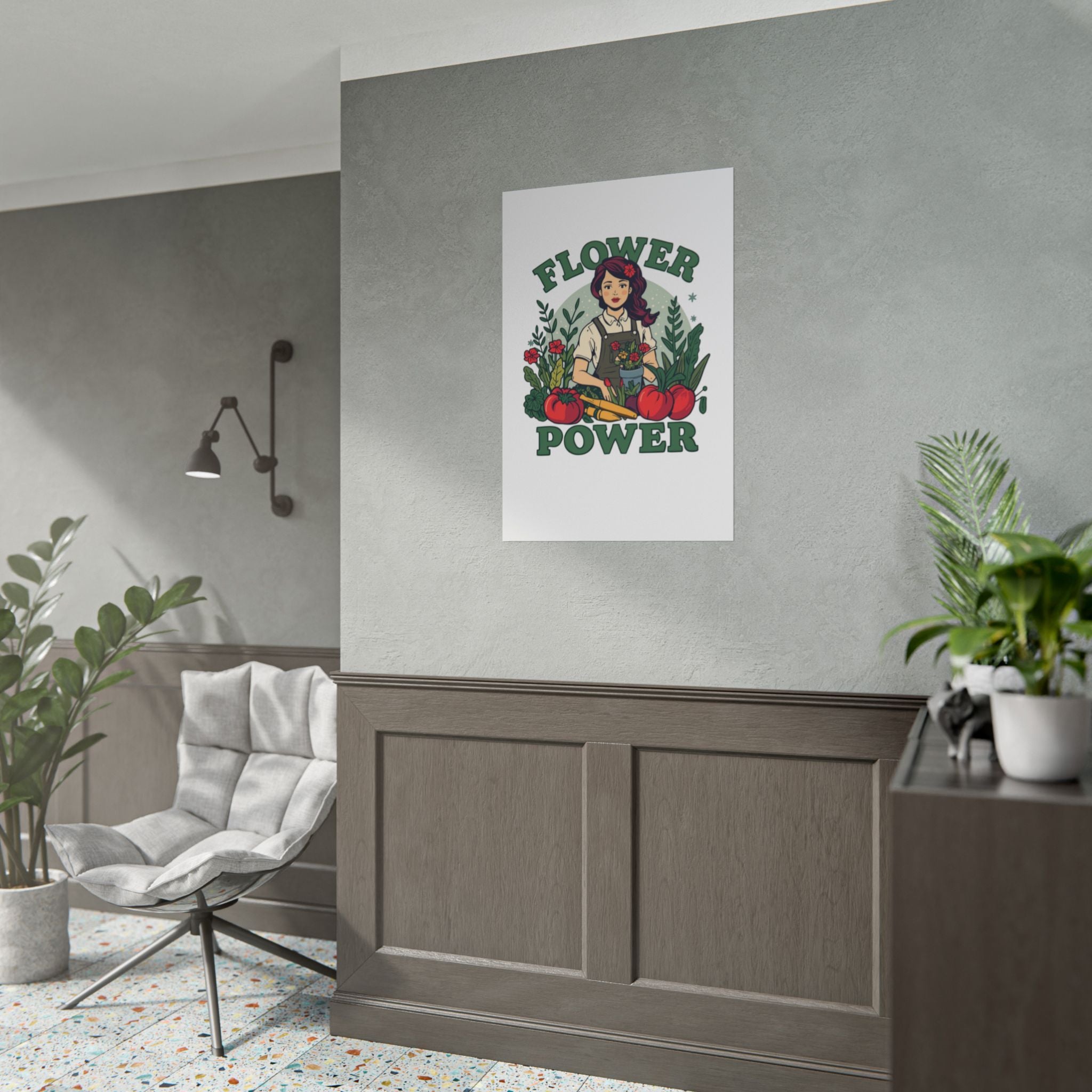 Flower Power Rolled Poster — Vintage Gardener Illustration
