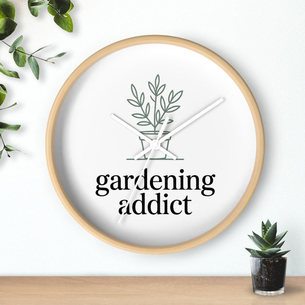 Gardening Addict Wall Clock — Minimal Plant Lover Decor