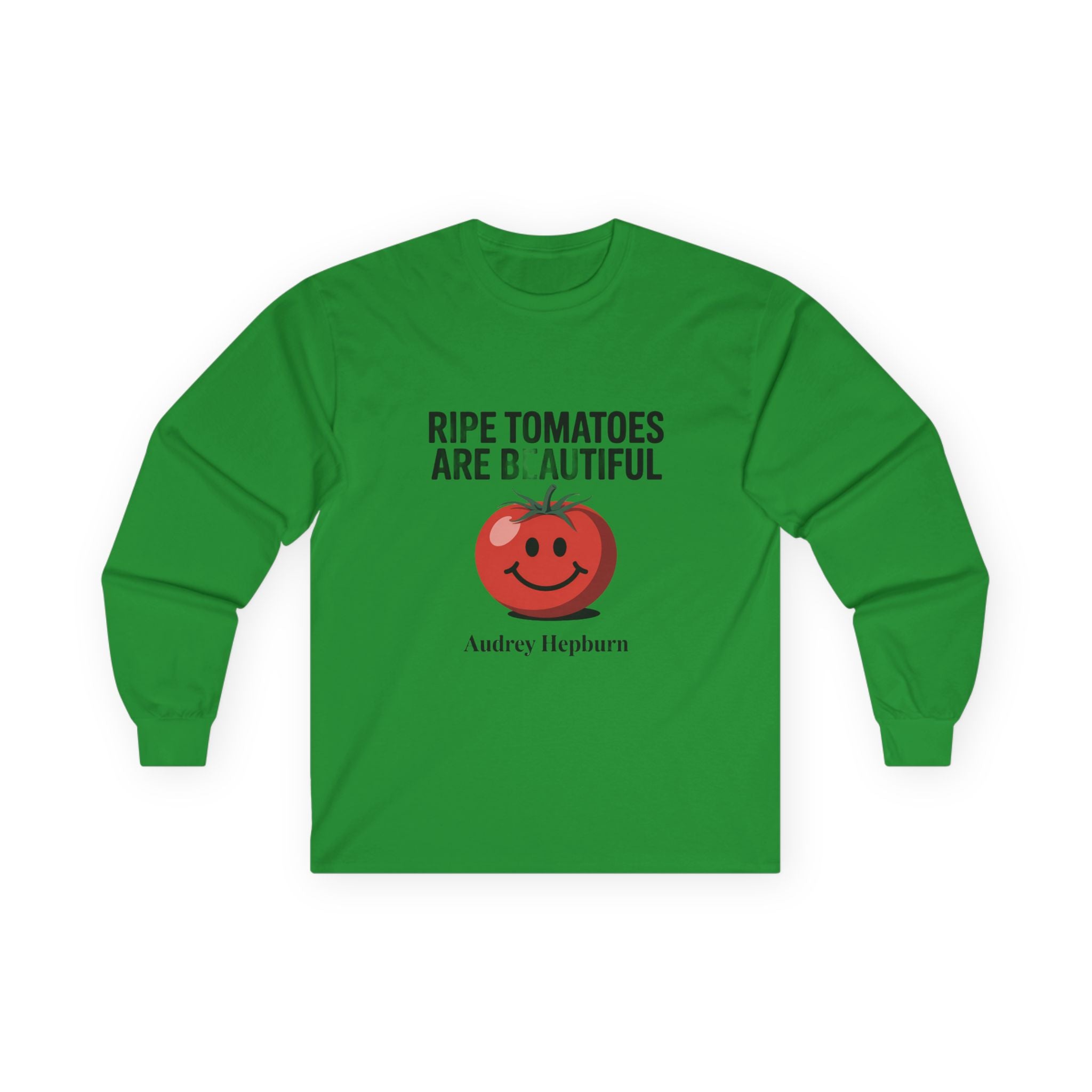 Ripe Tomatoes Are Beautiful Long Sleeve Tee — Audrey Hepburn Quote & Cute Tomato Graphic