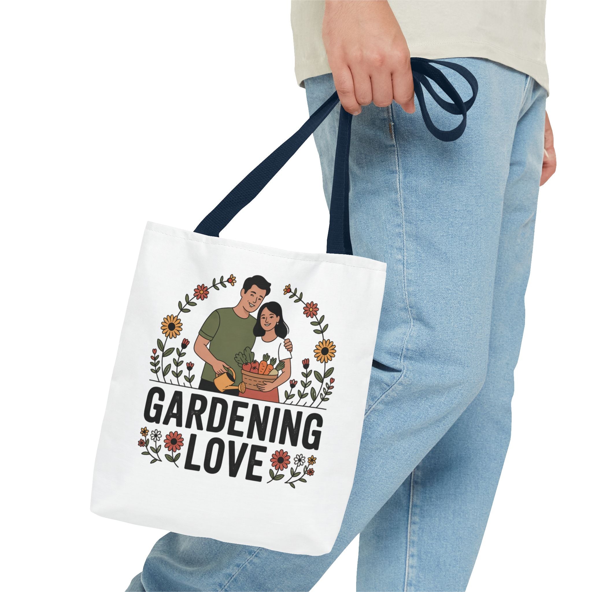 Gardening Love Tote Bag — Floral Couples Gardeners Market Bag
