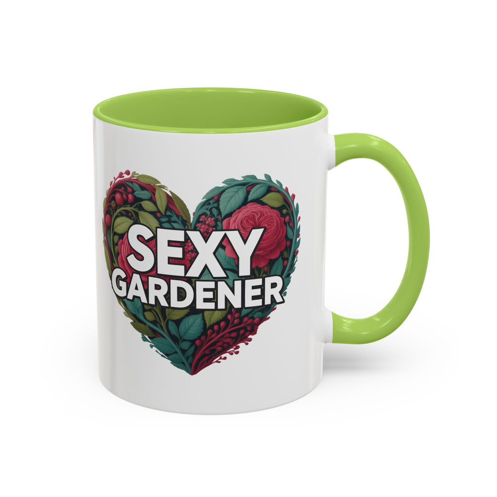 Sexy Gardener Accent Coffee Mug – Floral Heart Gardening Gift (11/15oz)