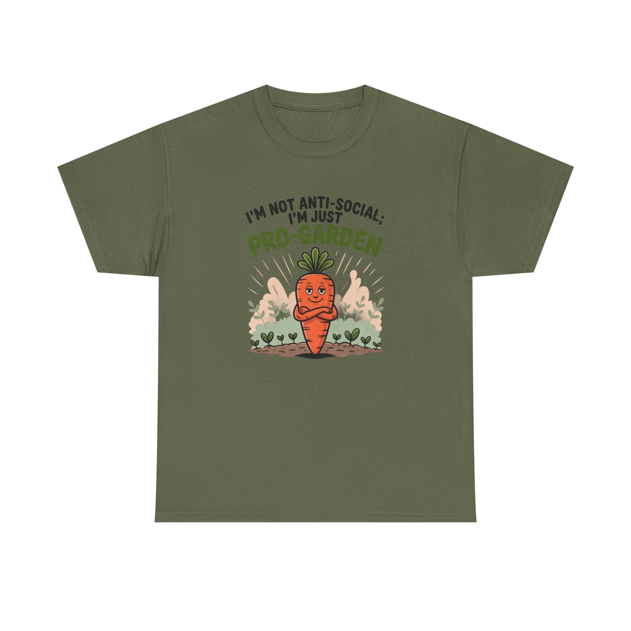 Garden Lover T‑Shirt — "I’m Not Anti-Social, I’m Just Pro-Garden" Cute Carrot Tee