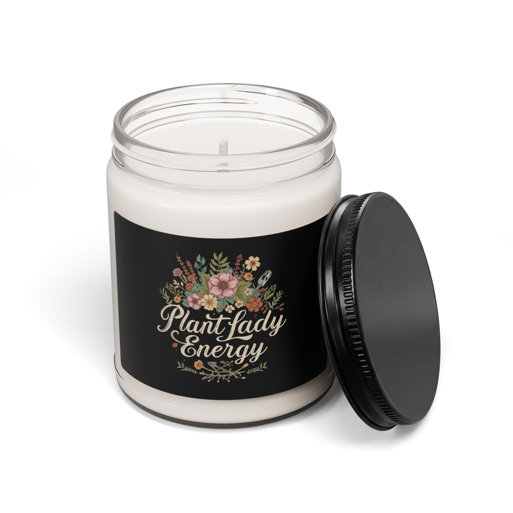 Plant Lady Energy Soy Candle — 9oz Scented Jar with Floral Design