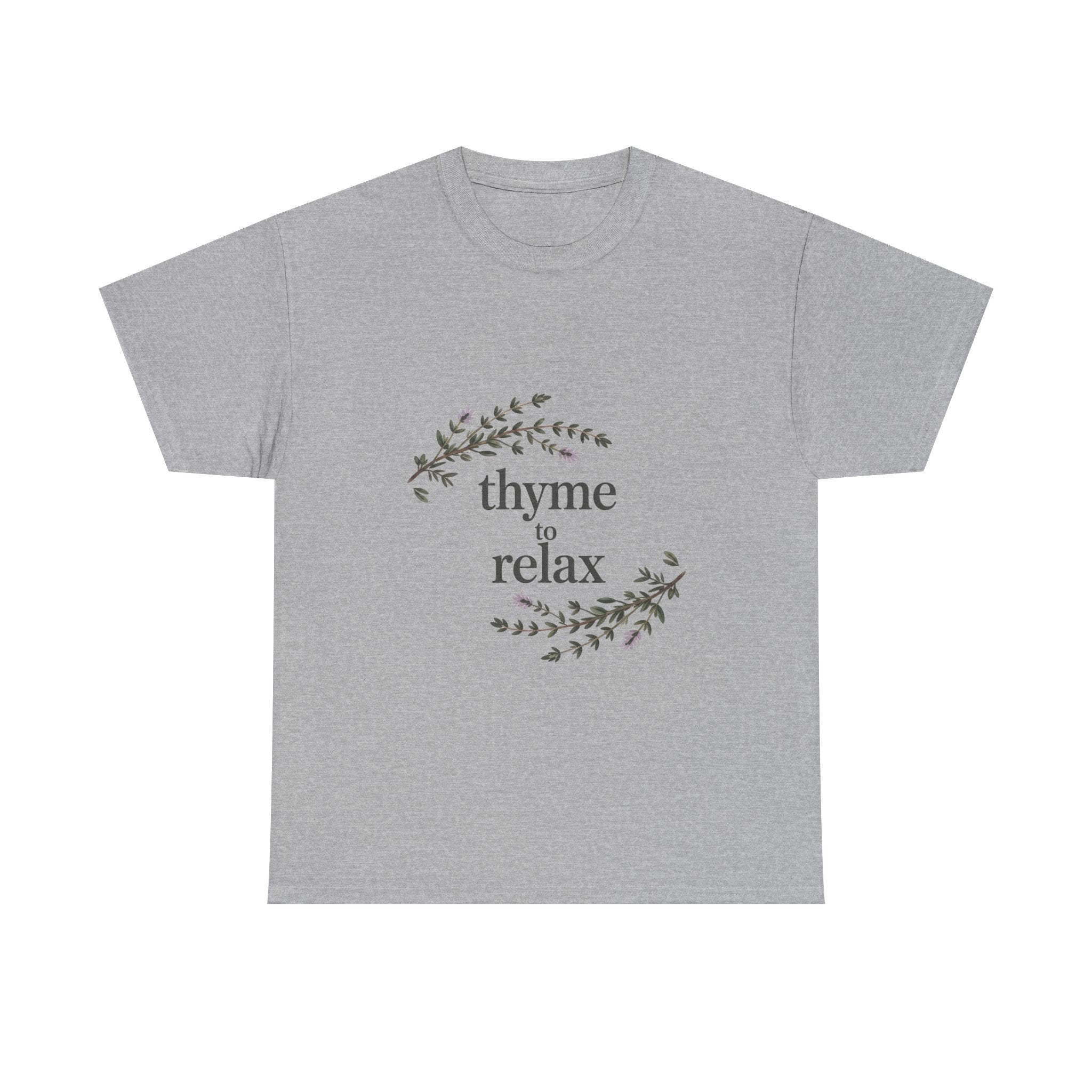Relax Tee — “Thyme to Relax” Herbal Floral Graphic T-Shirt