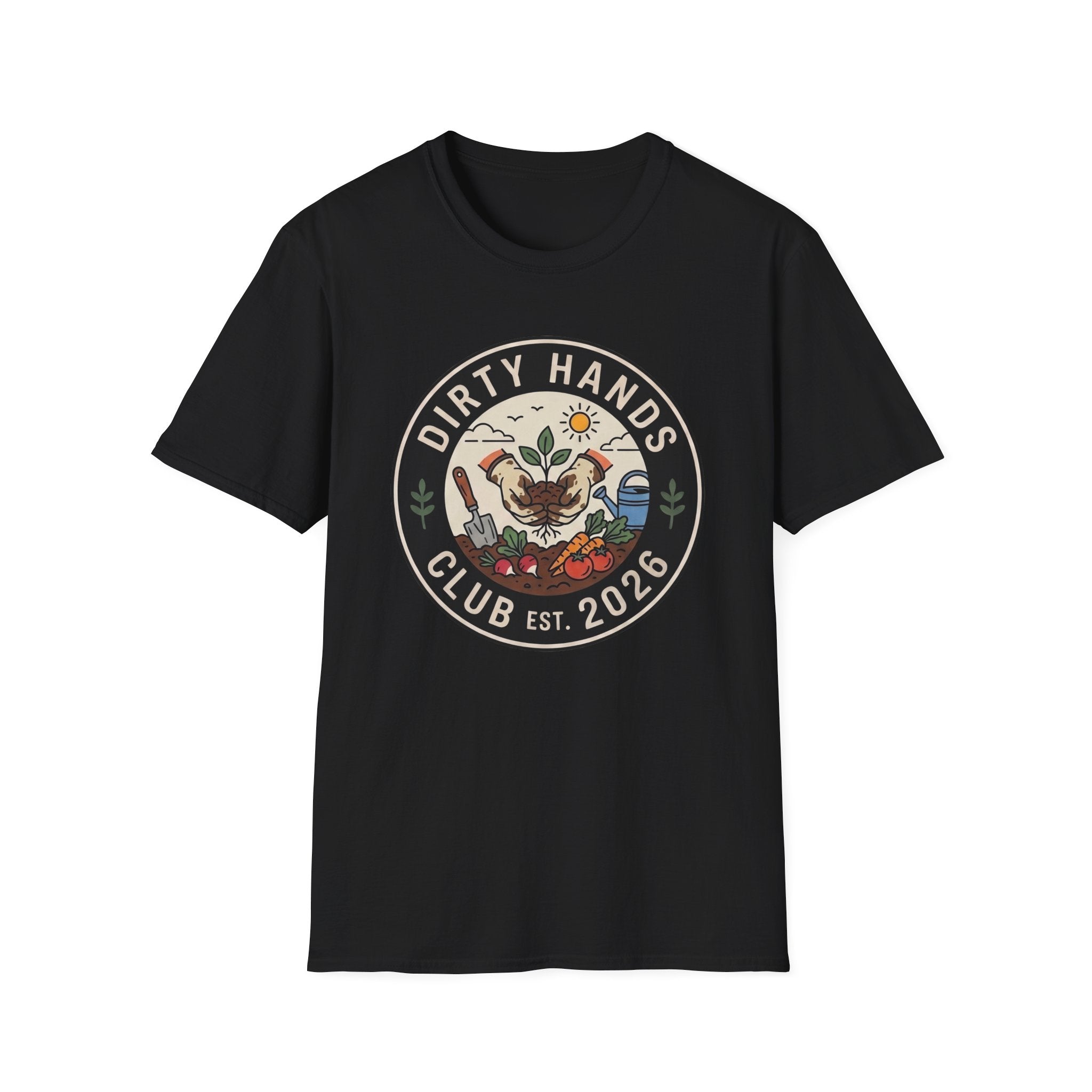 Dirty Hands Club T-Shirt — Gardening Patch Tee (Est. 2026)