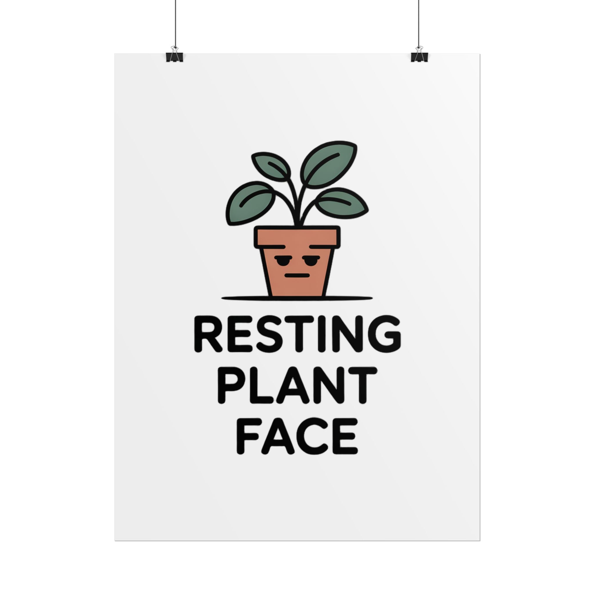 Rolled Poster — "Resting Plant Face" Minimalist Plant Pun Wall Art