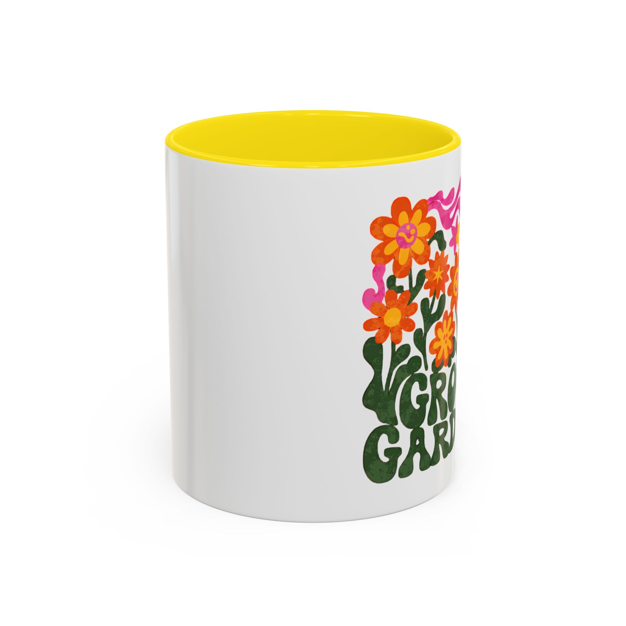 Groovy Gardener Accent Coffee Mug — Retro Floral Plant Lover Gift