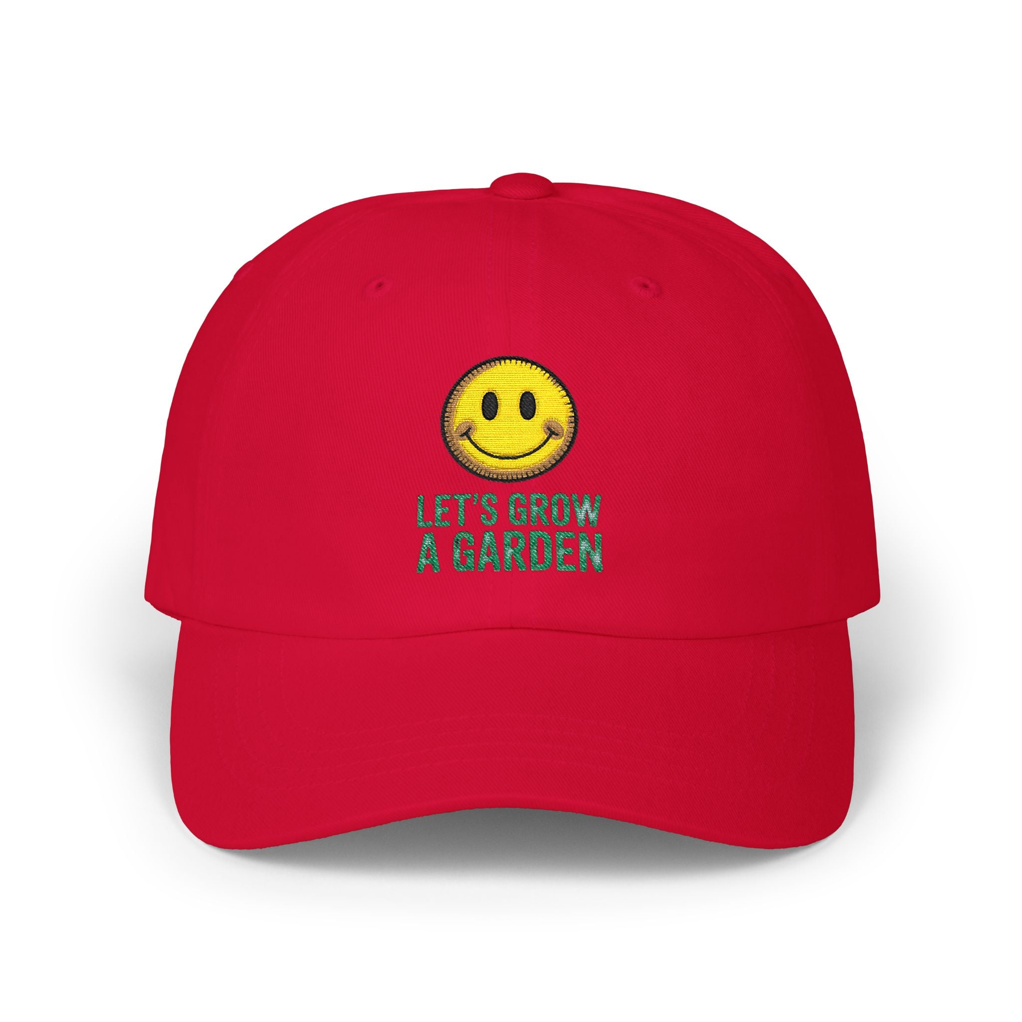 Dad Cap - 'Let’s Grow a Garden' Smiley Embroidered Hat
