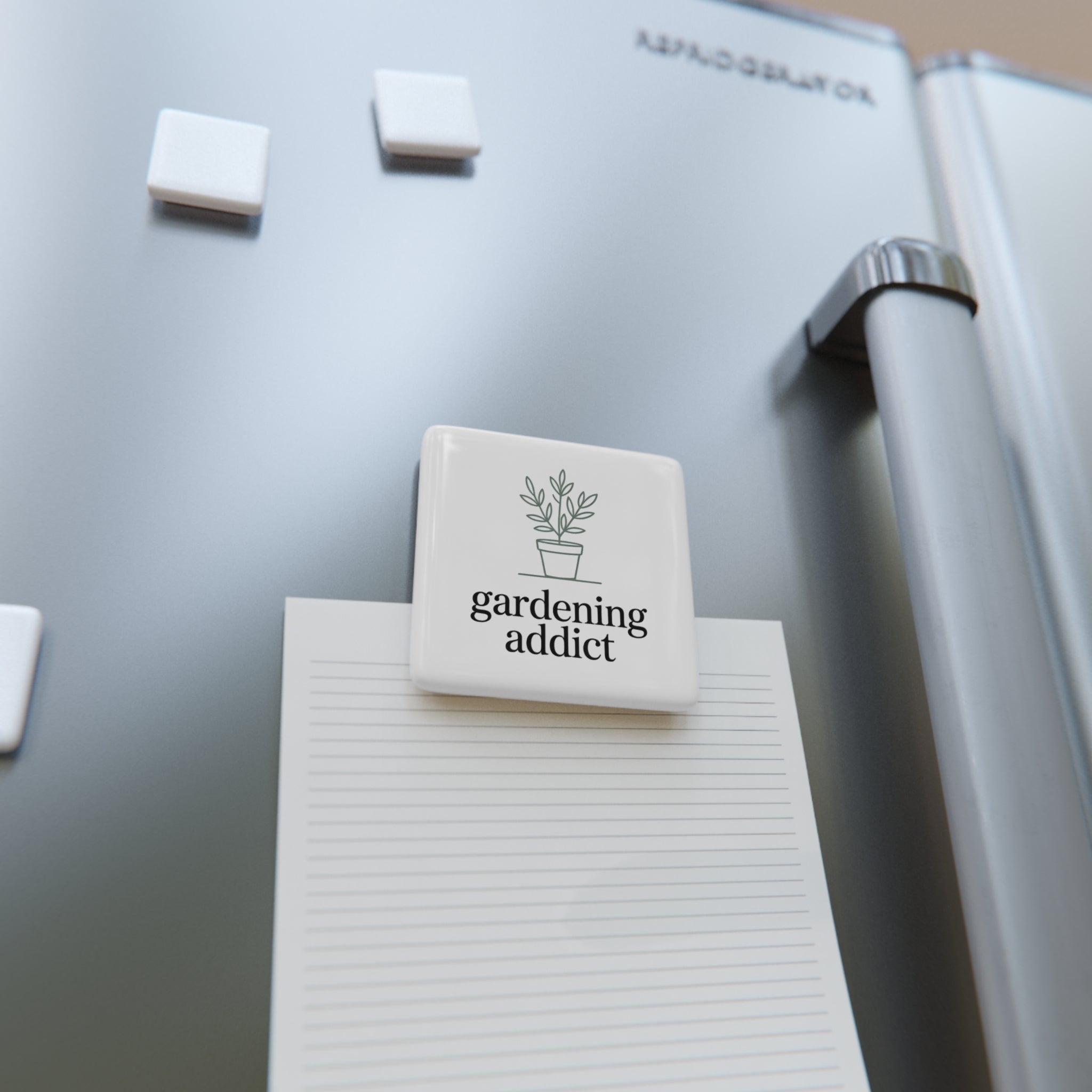 Gardening Addict Porcelain Magnet — Plant Lover Square Fridge Magnet