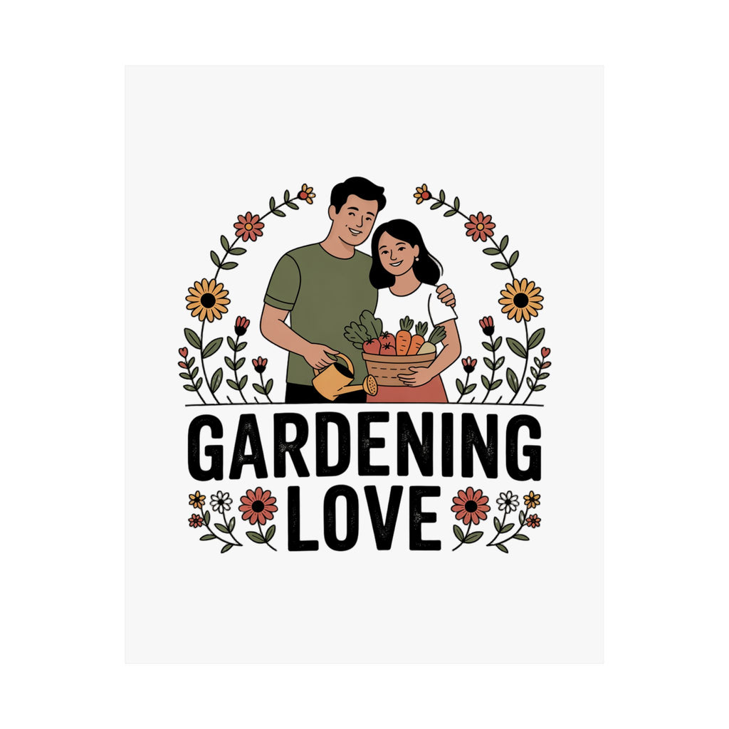 Gardening Love Poster — Couple Gardening Wall Art, Floral Botanical Print