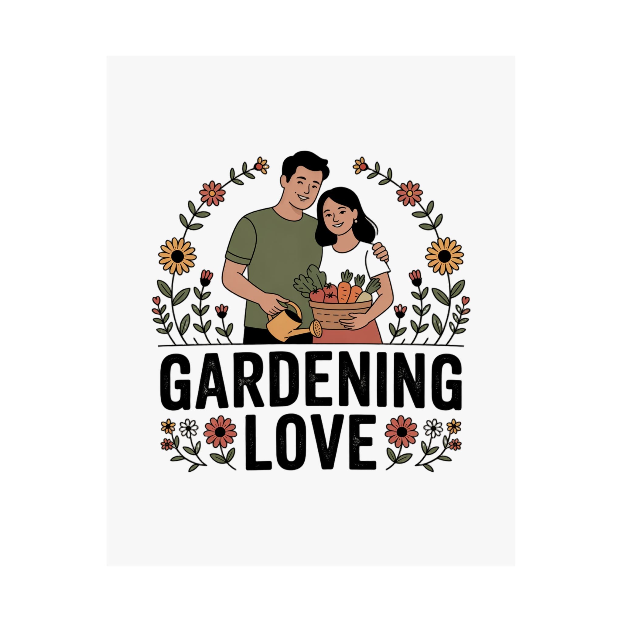 Gardening Love Poster — Couple Gardening Wall Art, Floral Botanical Print