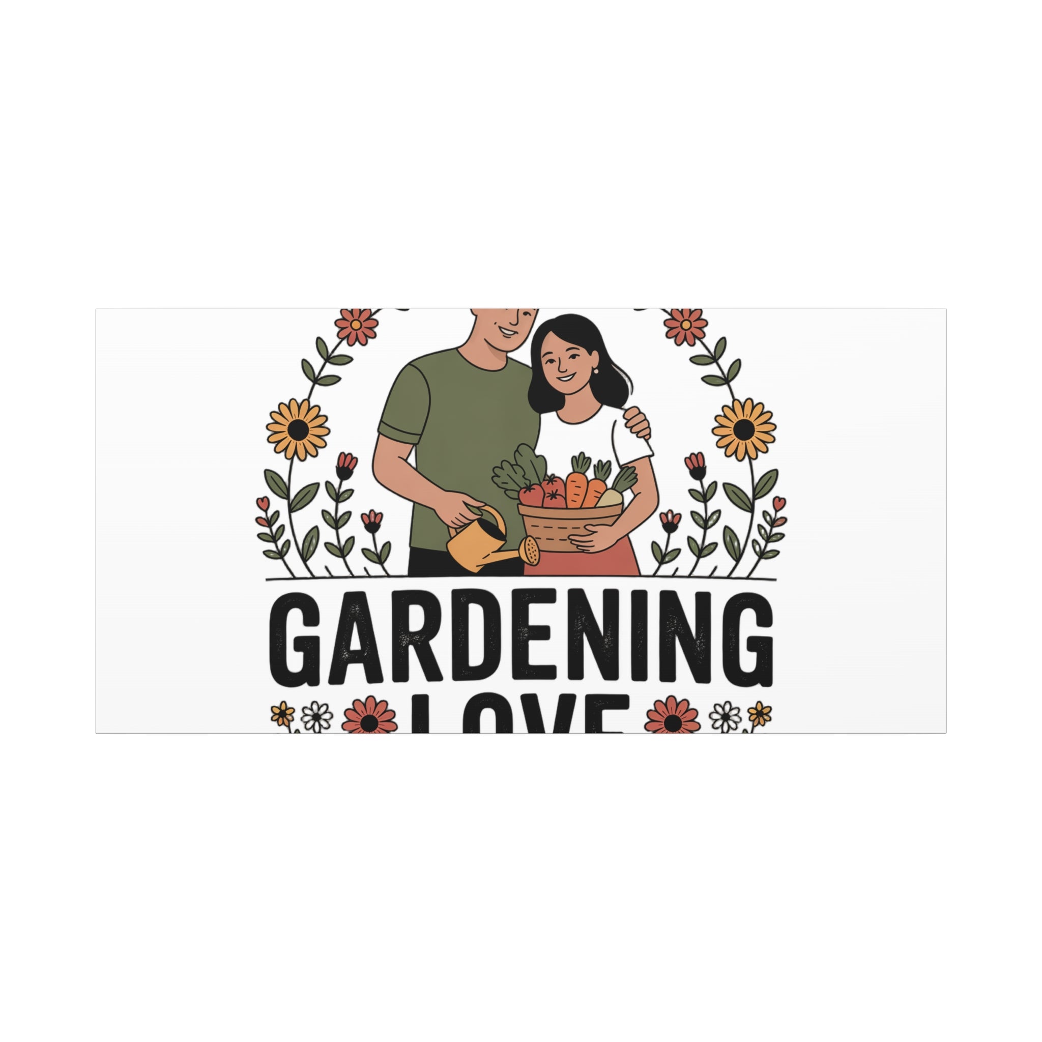 Gardening Love Canvas Print — Couple Gardening Wall Art