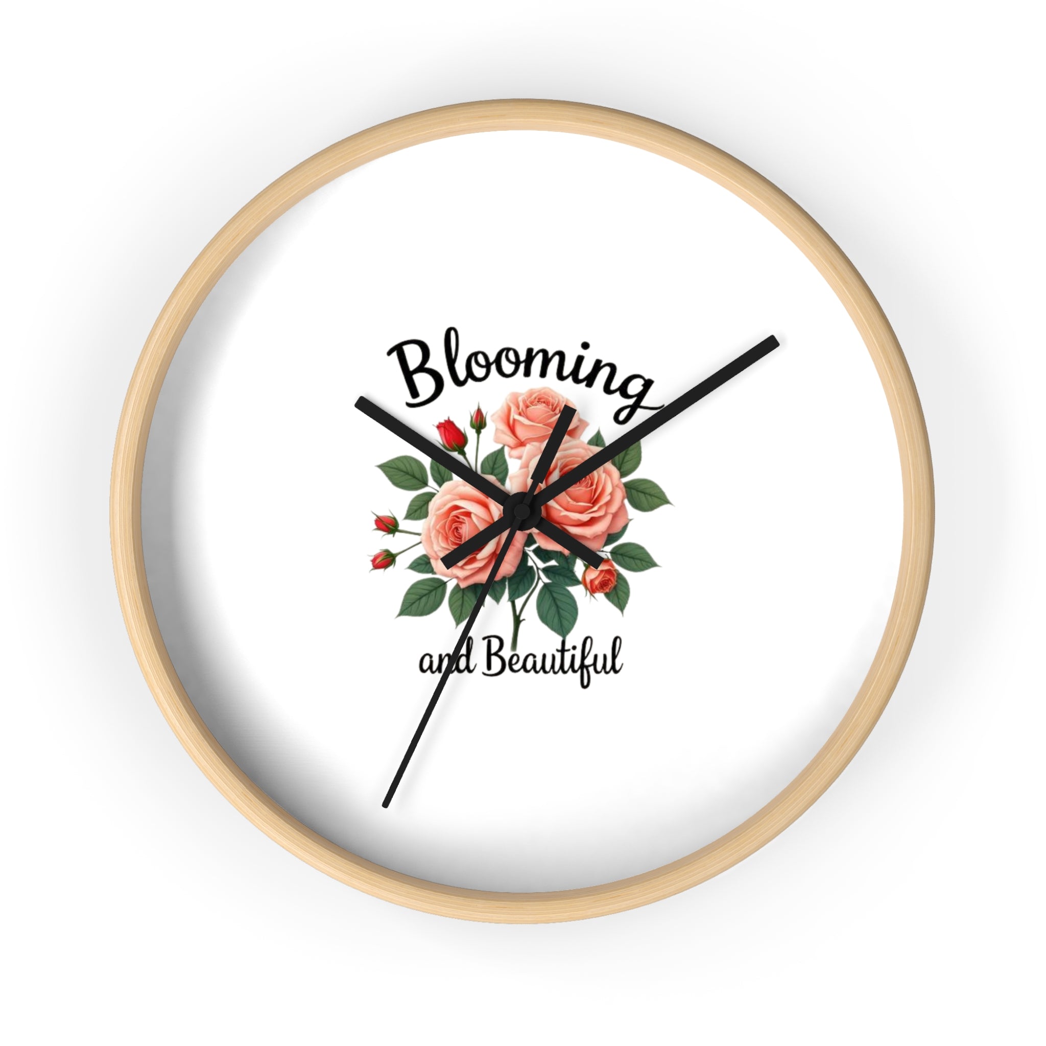 Blooming and Beautiful Wall Clock — Floral Rose Decorative Home Clock