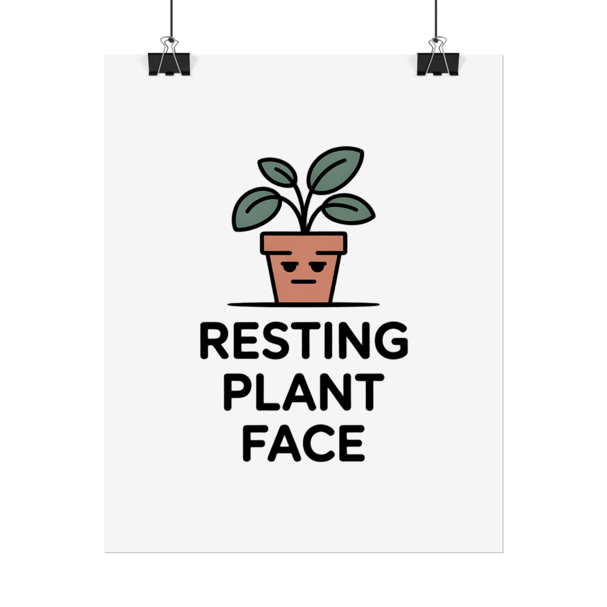 Rolled Poster — "Resting Plant Face" Minimalist Plant Pun Wall Art