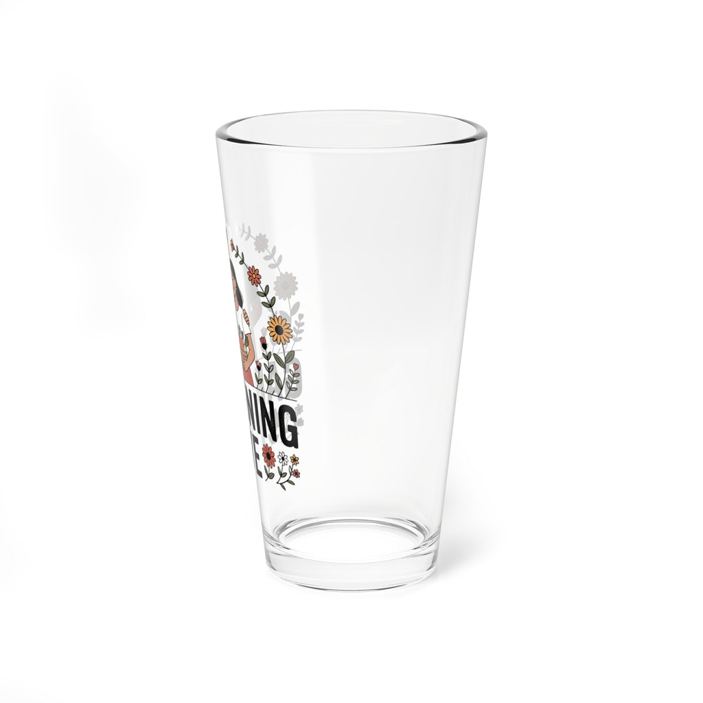 Gardening Love 16oz Mixing Glass – Floral Couple Illustration
