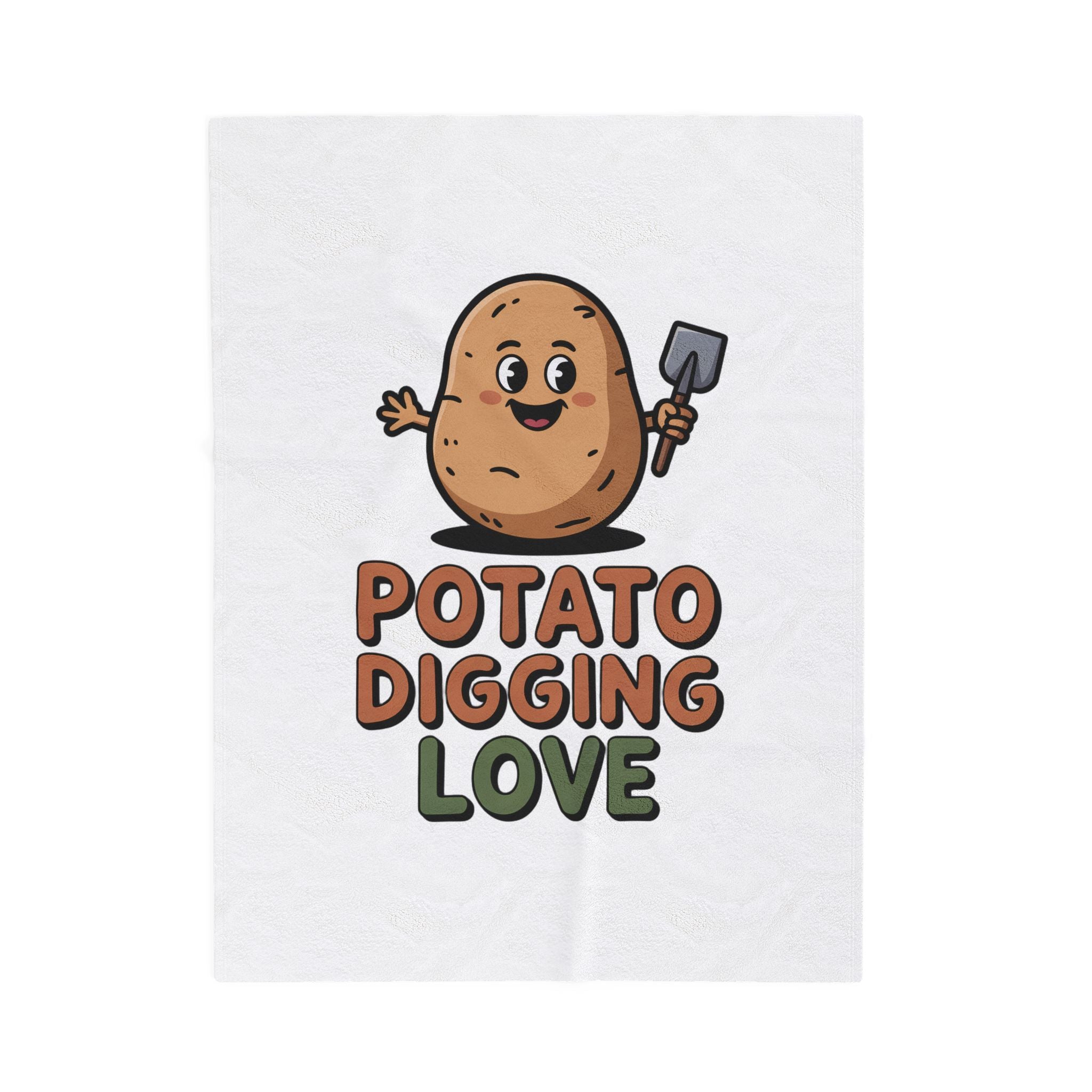 Velveteen Plush Blanket — Cute "Potato Digging Love" Gardening Throw for Plant & Garden Lovers