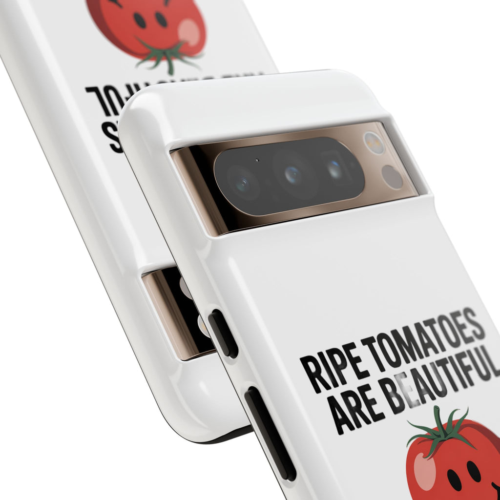 Phone Case — "Ripe Tomatoes Are Beautiful" Audrey Hepburn Quote with Smiling Tomato Graphic
