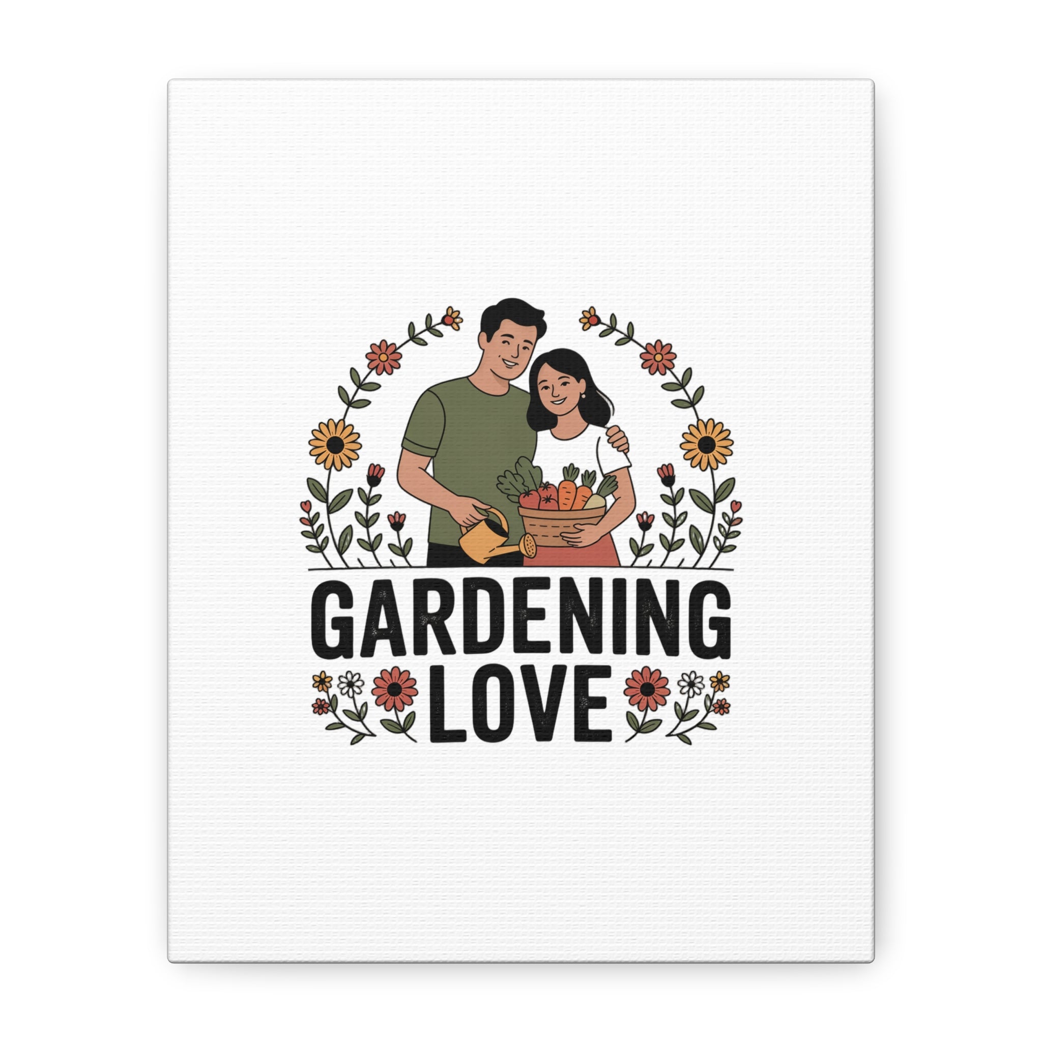 Gardening Love Canvas Print — Couple Gardening Wall Art