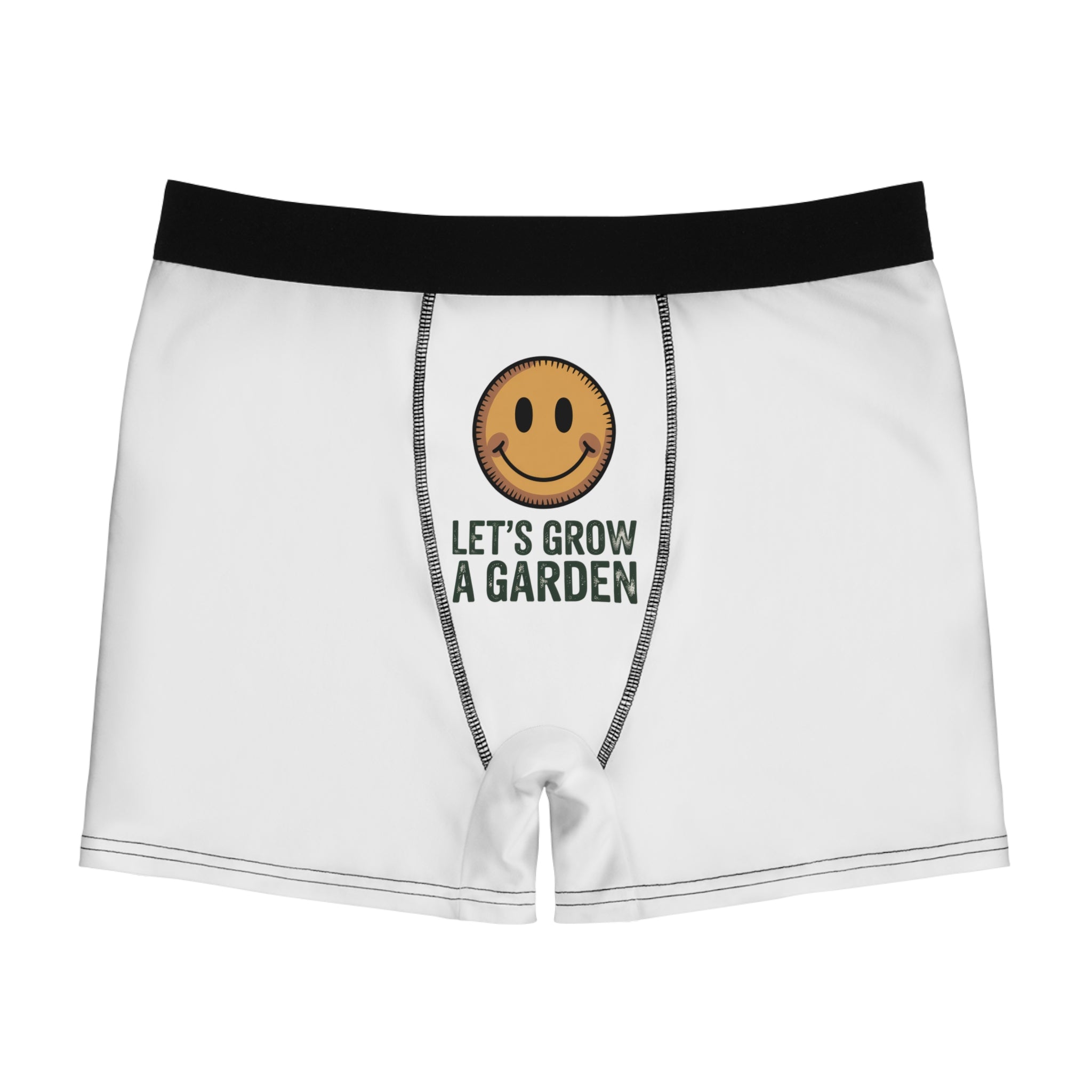 Boxer Briefs — 'Let’s Grow a Garden' Smiley Logo Men's Boxer Briefs