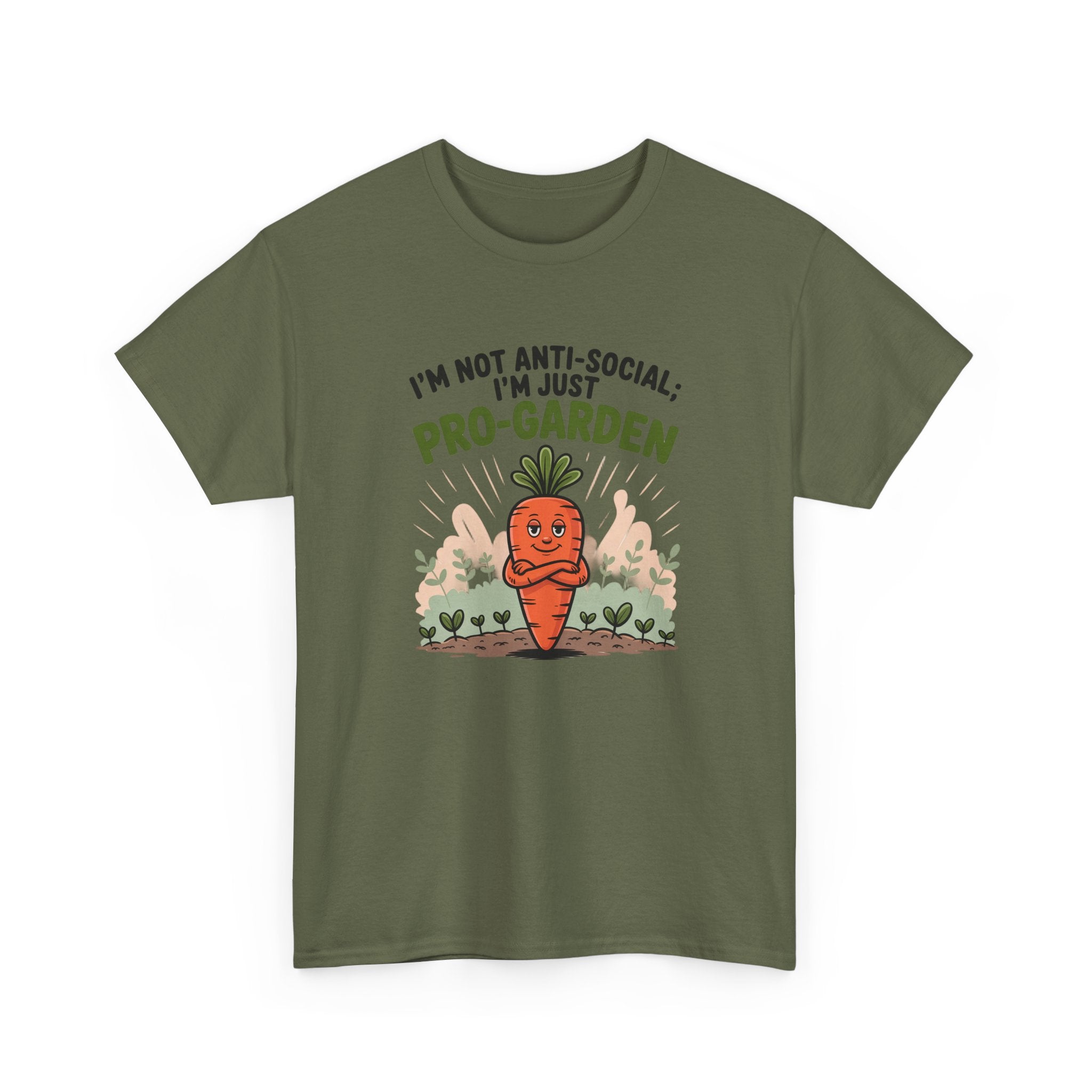 Garden Lover T‑Shirt — "I’m Not Anti-Social, I’m Just Pro-Garden" Cute Carrot Tee
