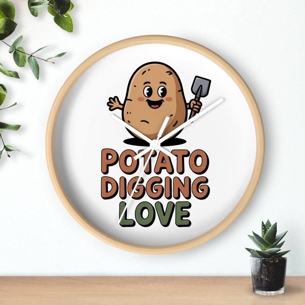 Potato Digging Love Wall Clock — Cute Gardener Kitchen Decor