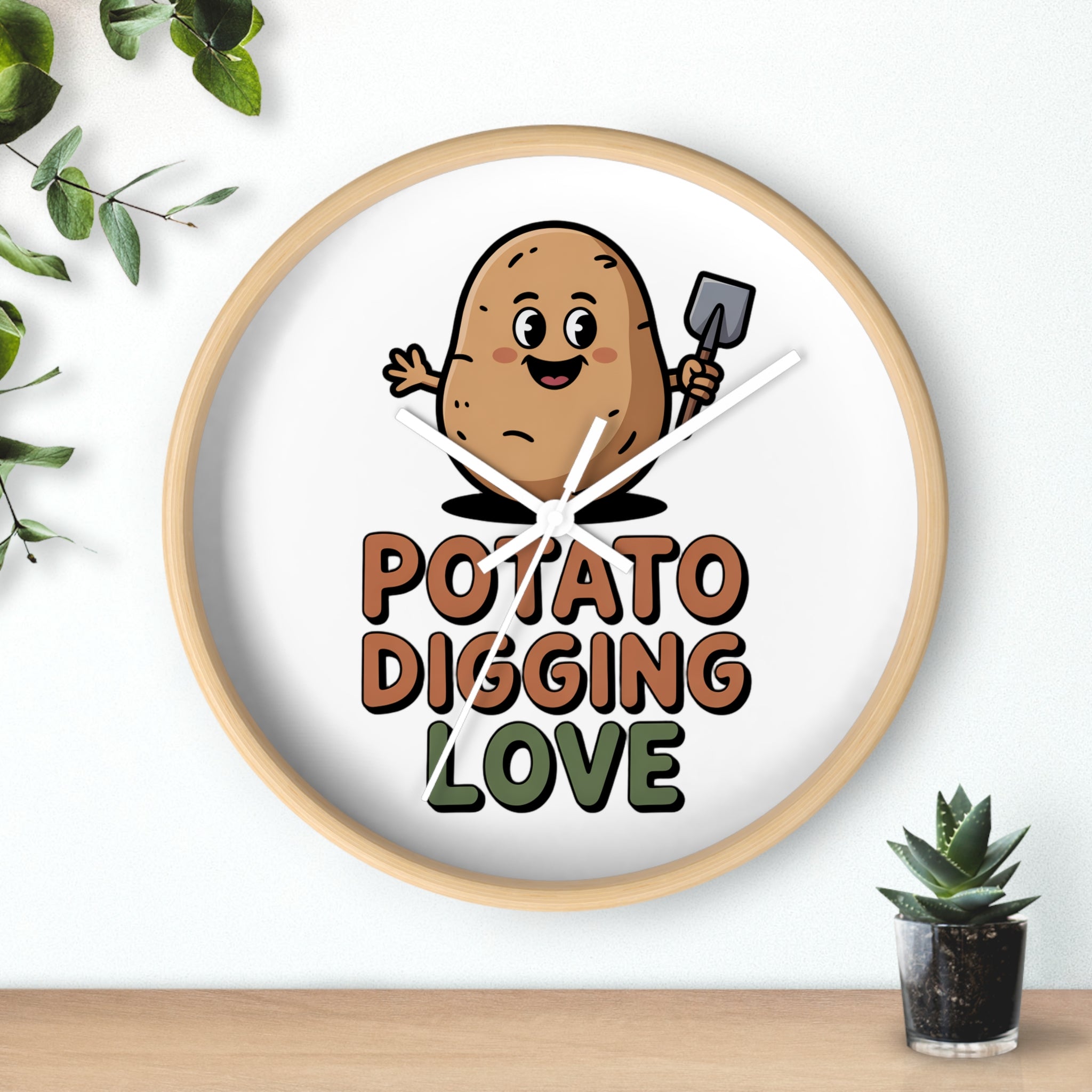 Potato Digging Love Wall Clock — Cute Gardener Kitchen Decor