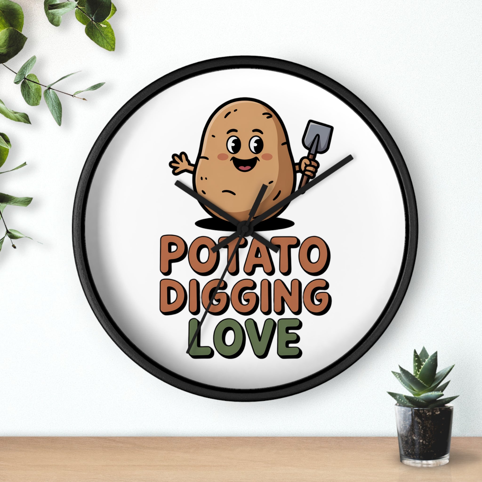 Potato Digging Love Wall Clock — Cute Gardener Kitchen Decor