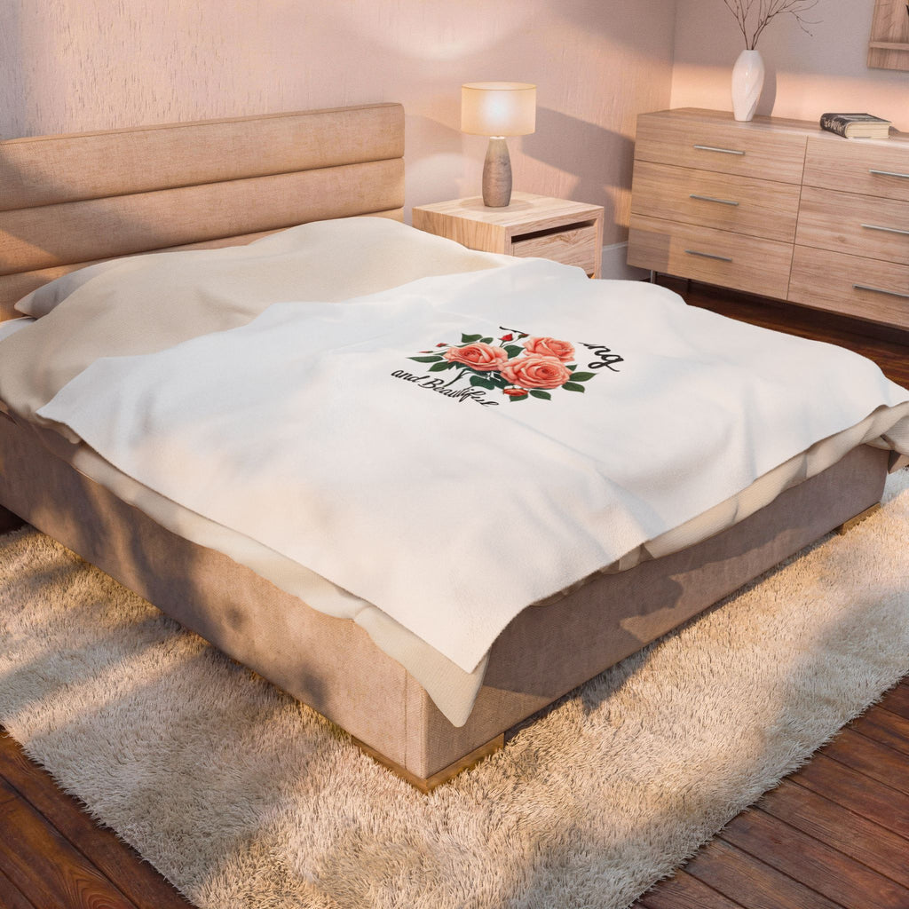 Blooming and Beautiful Plush Blanket — Floral Velveteen Throw for Mothers & Spring Gifts