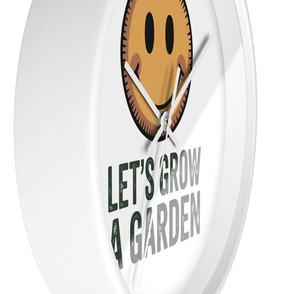 Garden Smile Wall Clock – "Let's Grow a Garden" Decorative Clock for Gardeners