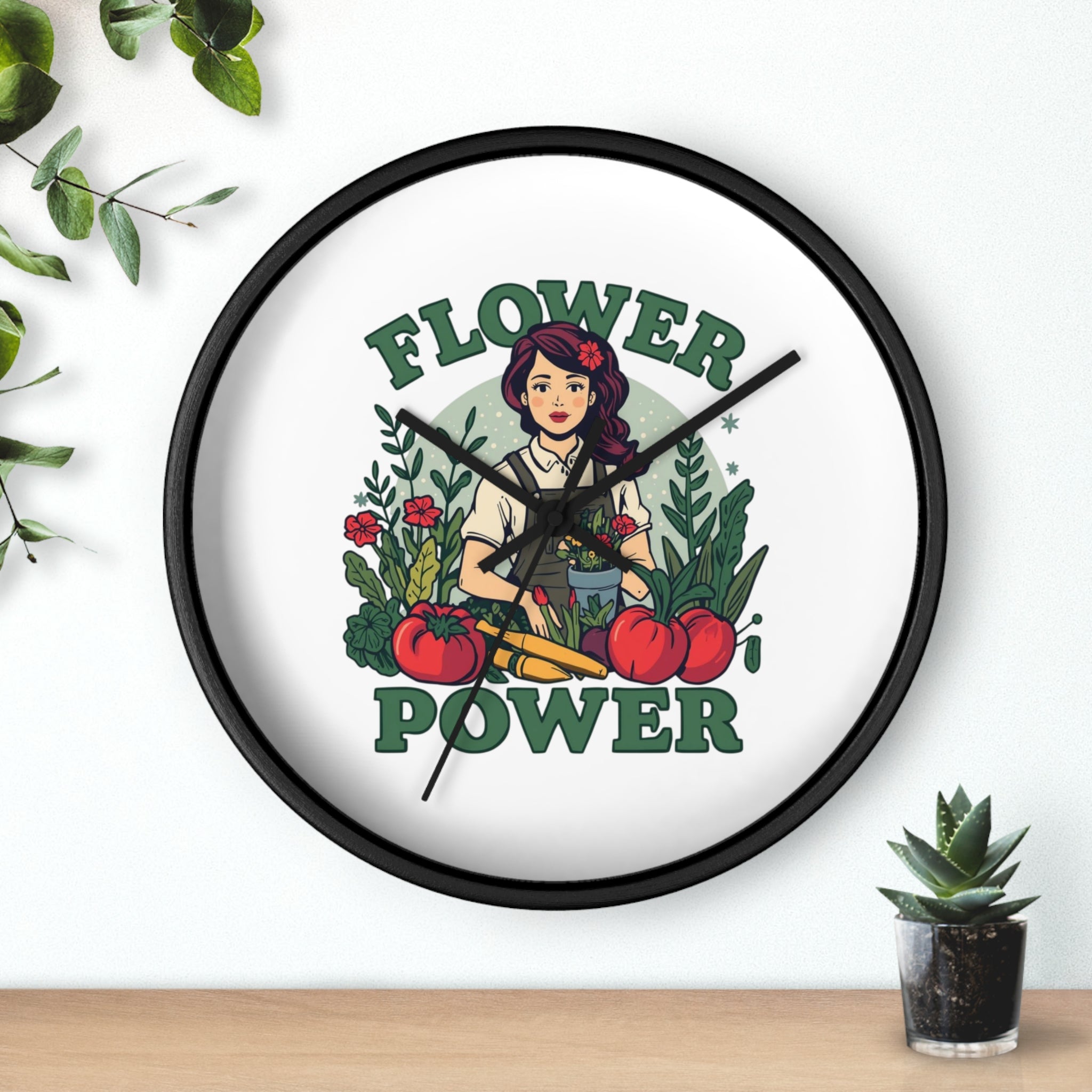 Flower Power Wall Clock - Vintage Garden Decor for Plant Lovers
