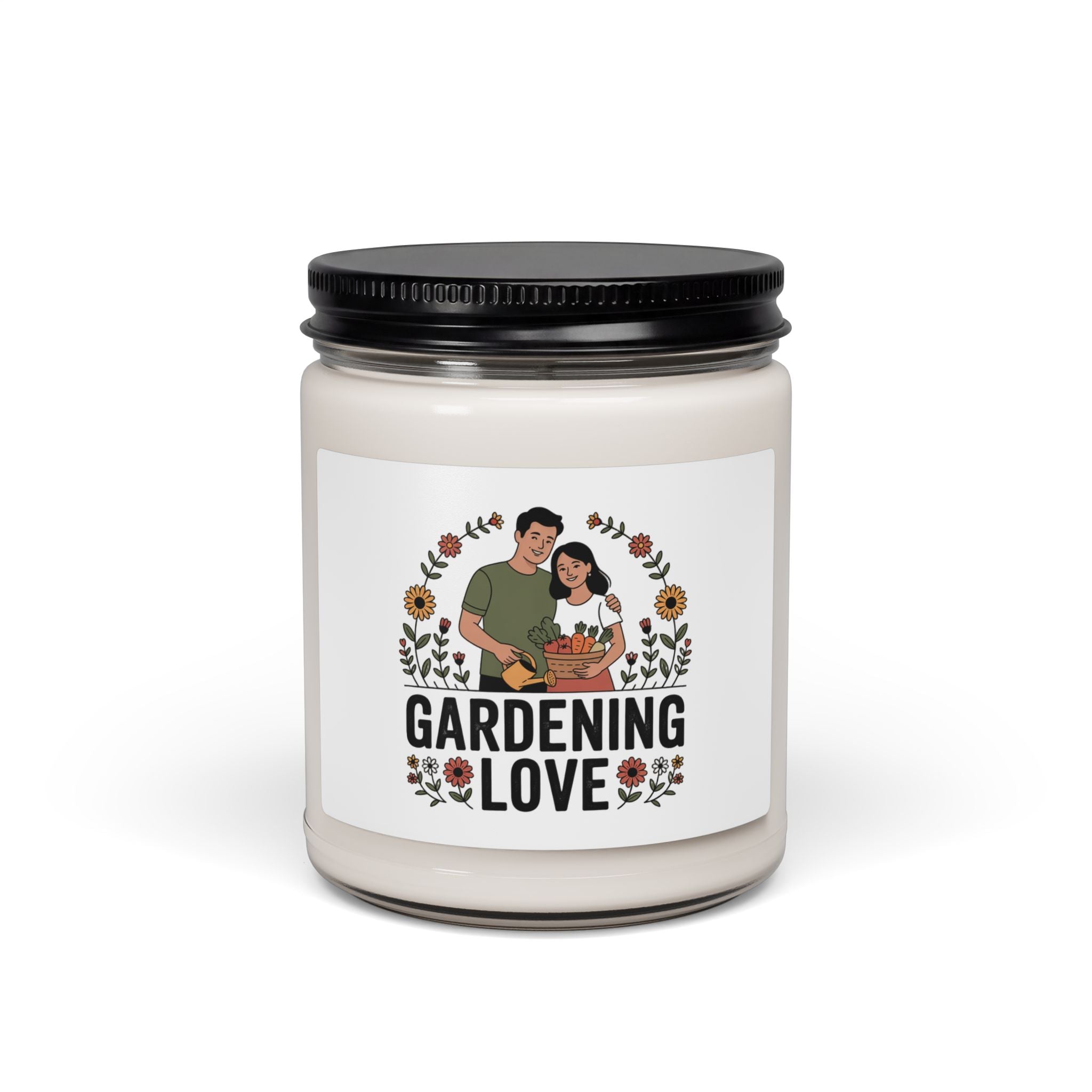 Gardening Love Scented Soy Candle — 9oz Aromatherapy Jar for Gardeners, “Gardening Love” Gift