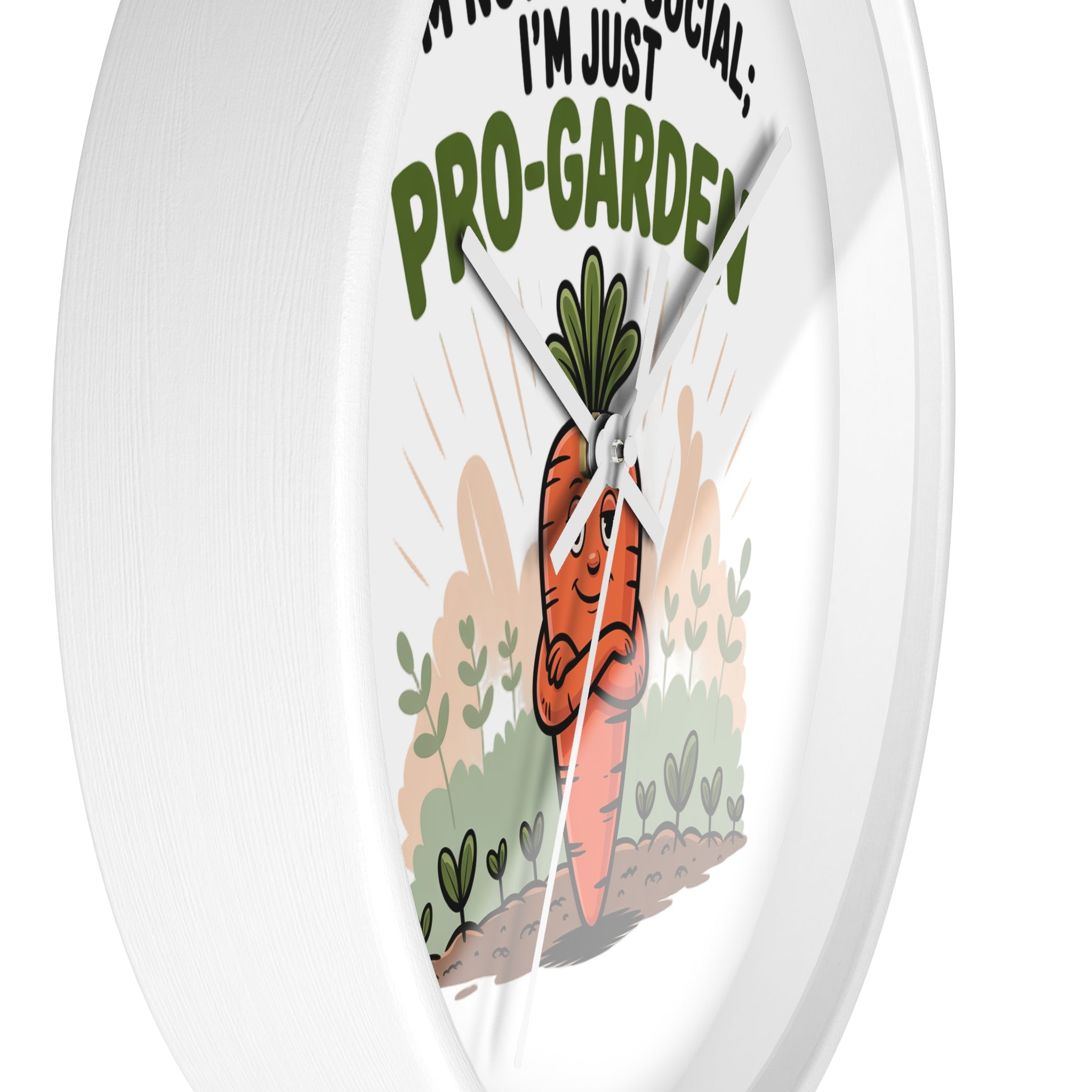 Pro-Garden Wall Clock – "I’m Not Anti-Social, I’m Just Pro-Garden" Carrot Design