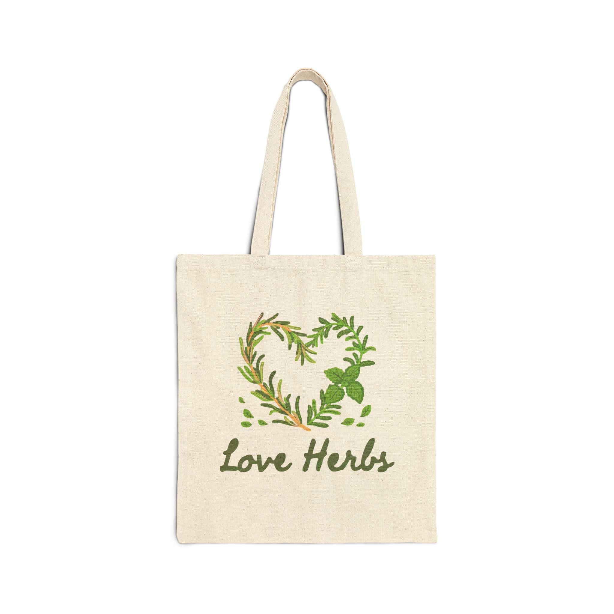 Herb Heart Tote Bag – "Love Herbs" Cotton Grocery & Market Tote