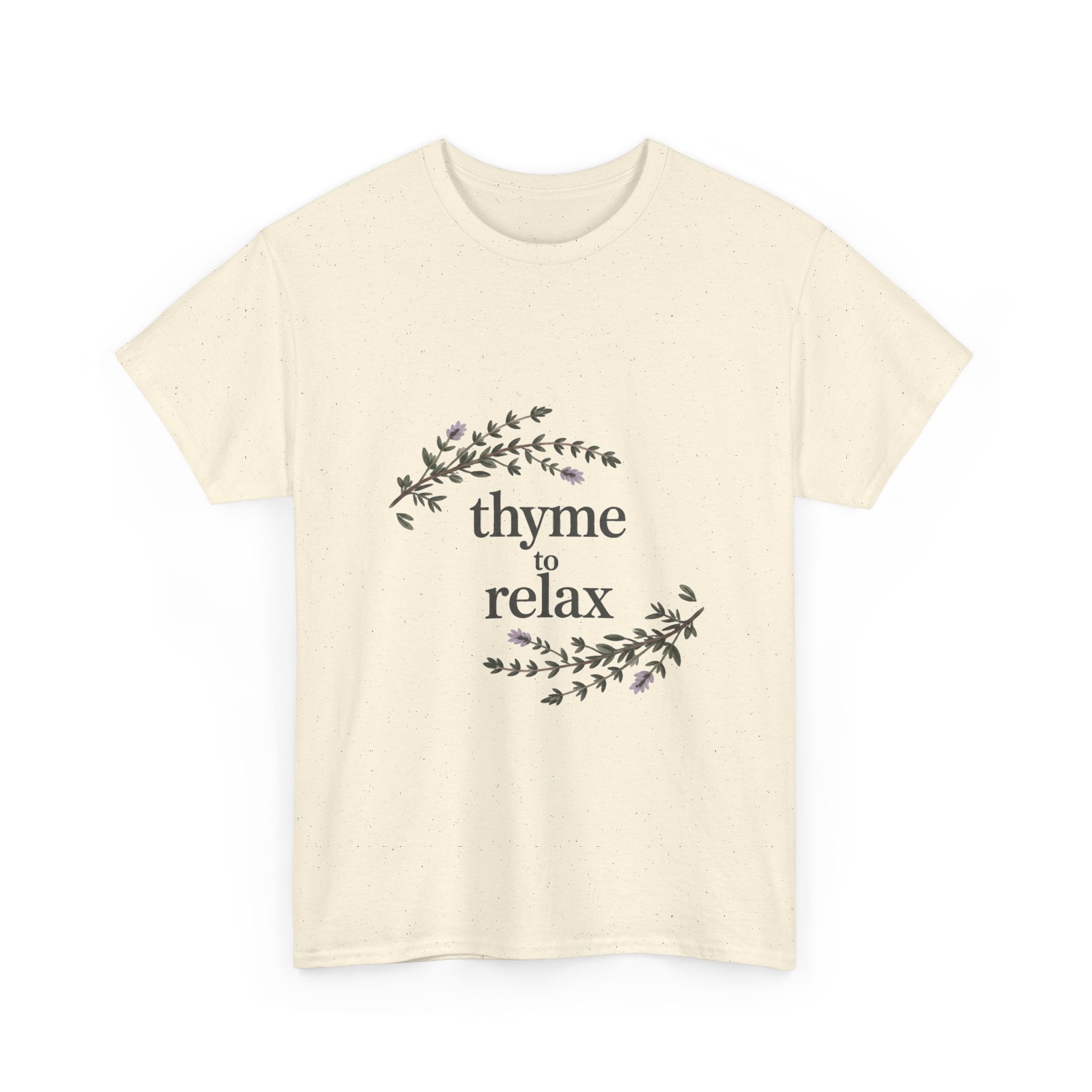 Relax Tee — “Thyme to Relax” Herbal Floral Graphic T-Shirt