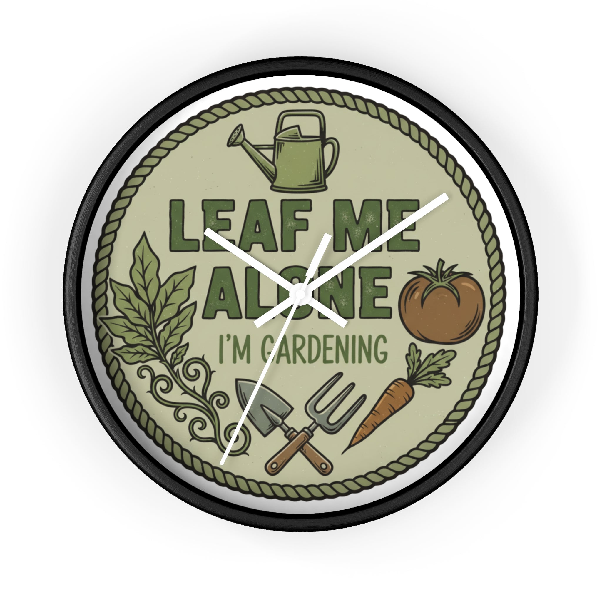 Leaf Me Alone I’m Gardening Wall Clock — Funny Gardener Decorative Clock