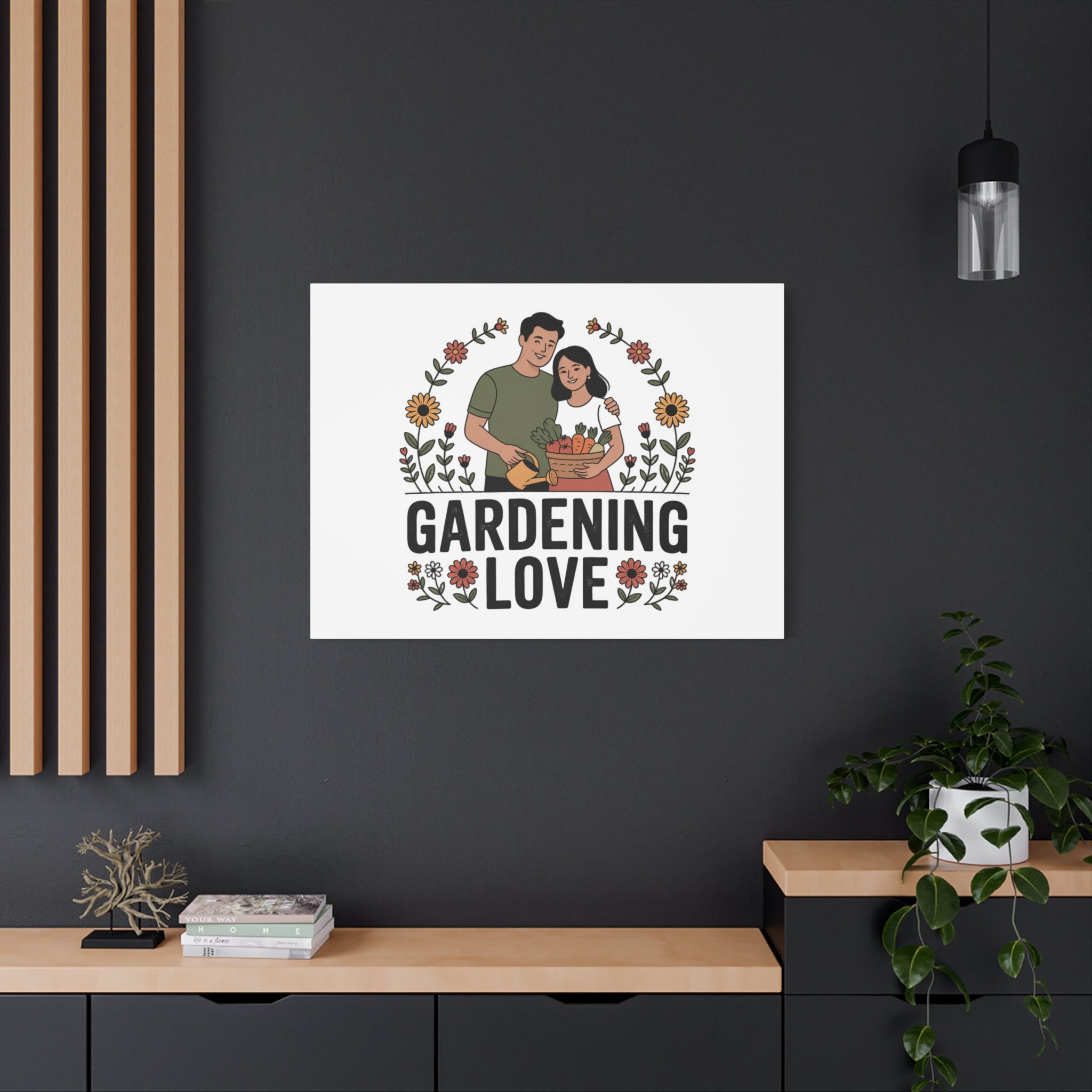 Gardening Love Canvas Print — Couple Gardening Wall Art