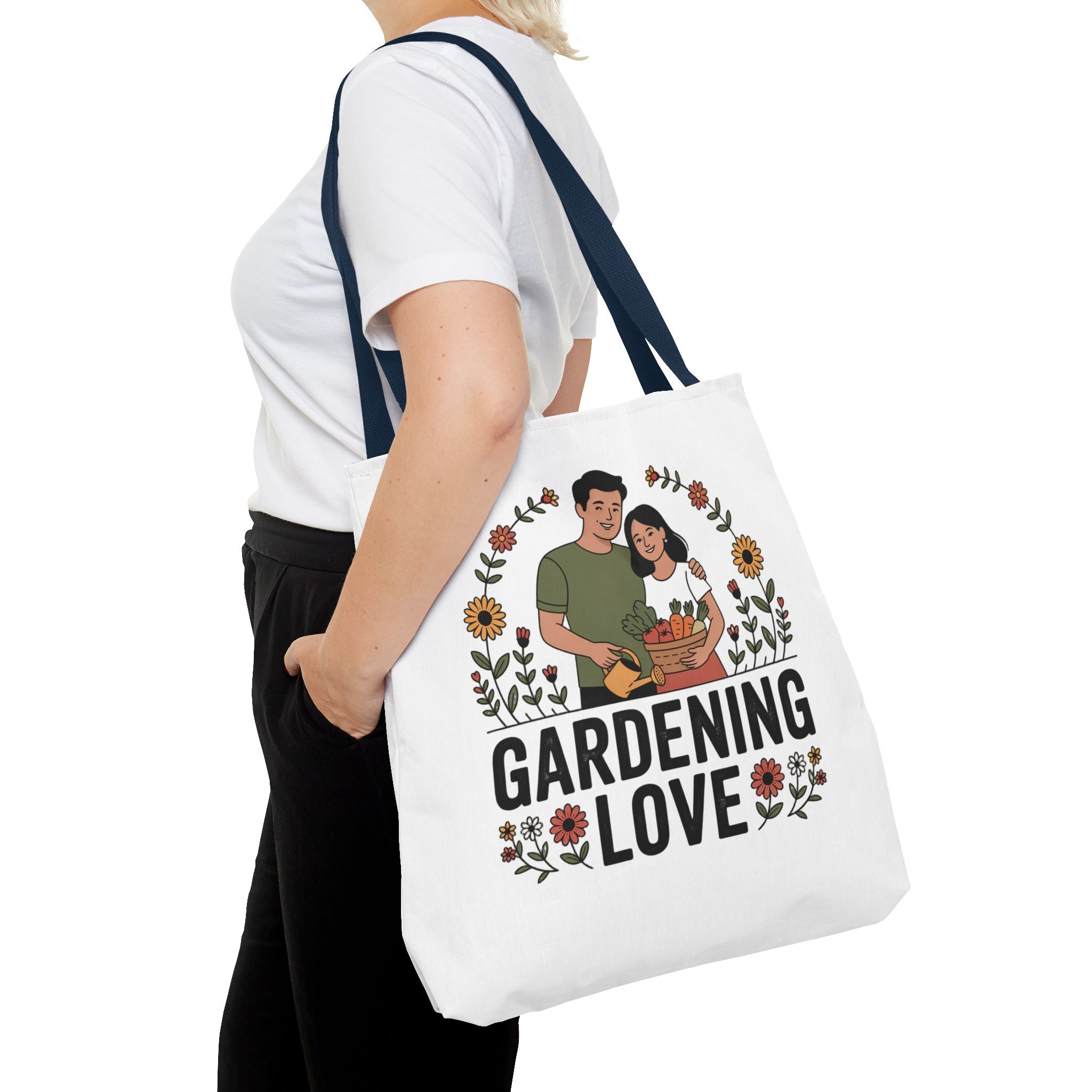 Gardening Love Tote Bag — Floral Couples Gardeners Market Bag