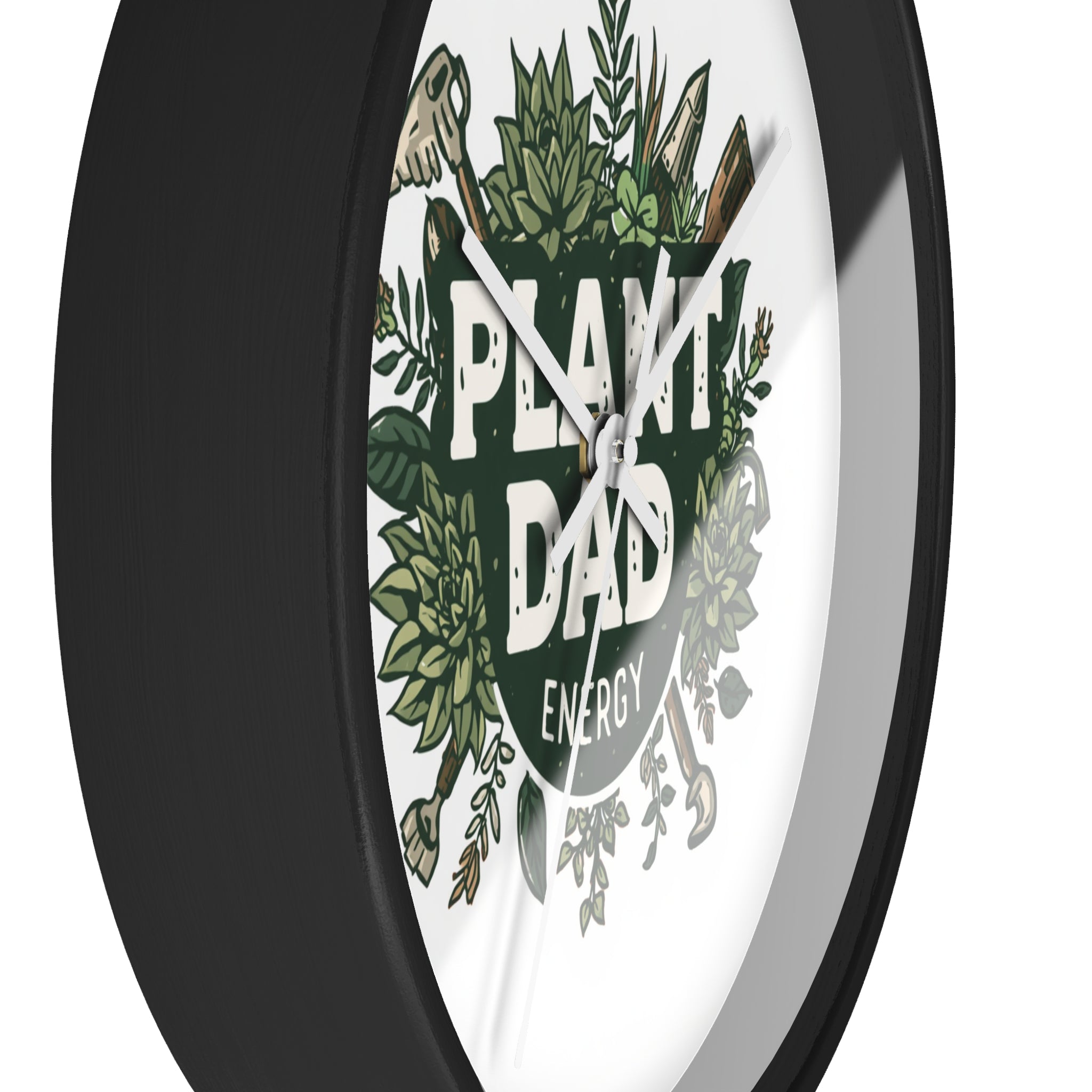 Plant Dad Energy Wall Clock — Botanical Succulent Garden Clock for Plant Lovers