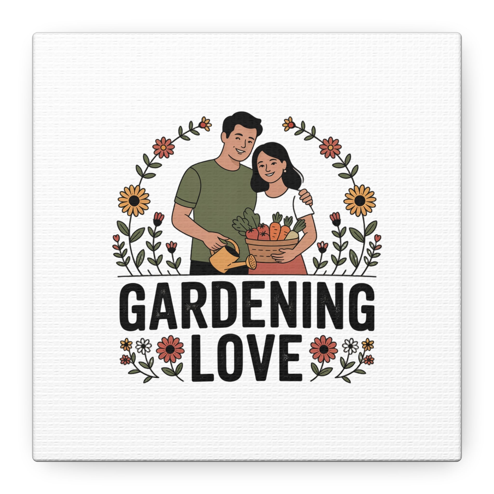 Gardening Love Canvas Print — Couple Gardening Wall Art