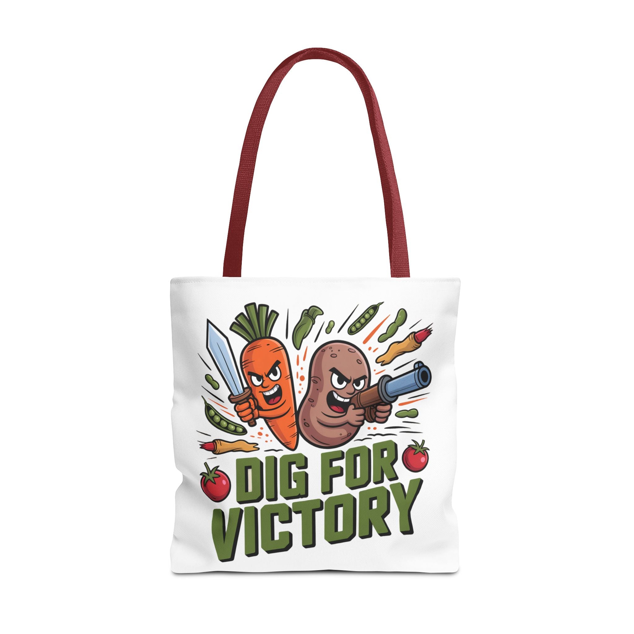 Tote Bag — "Dig for Victory" Garden Veggie Tote (Cute Carrot & Potato Illustration)