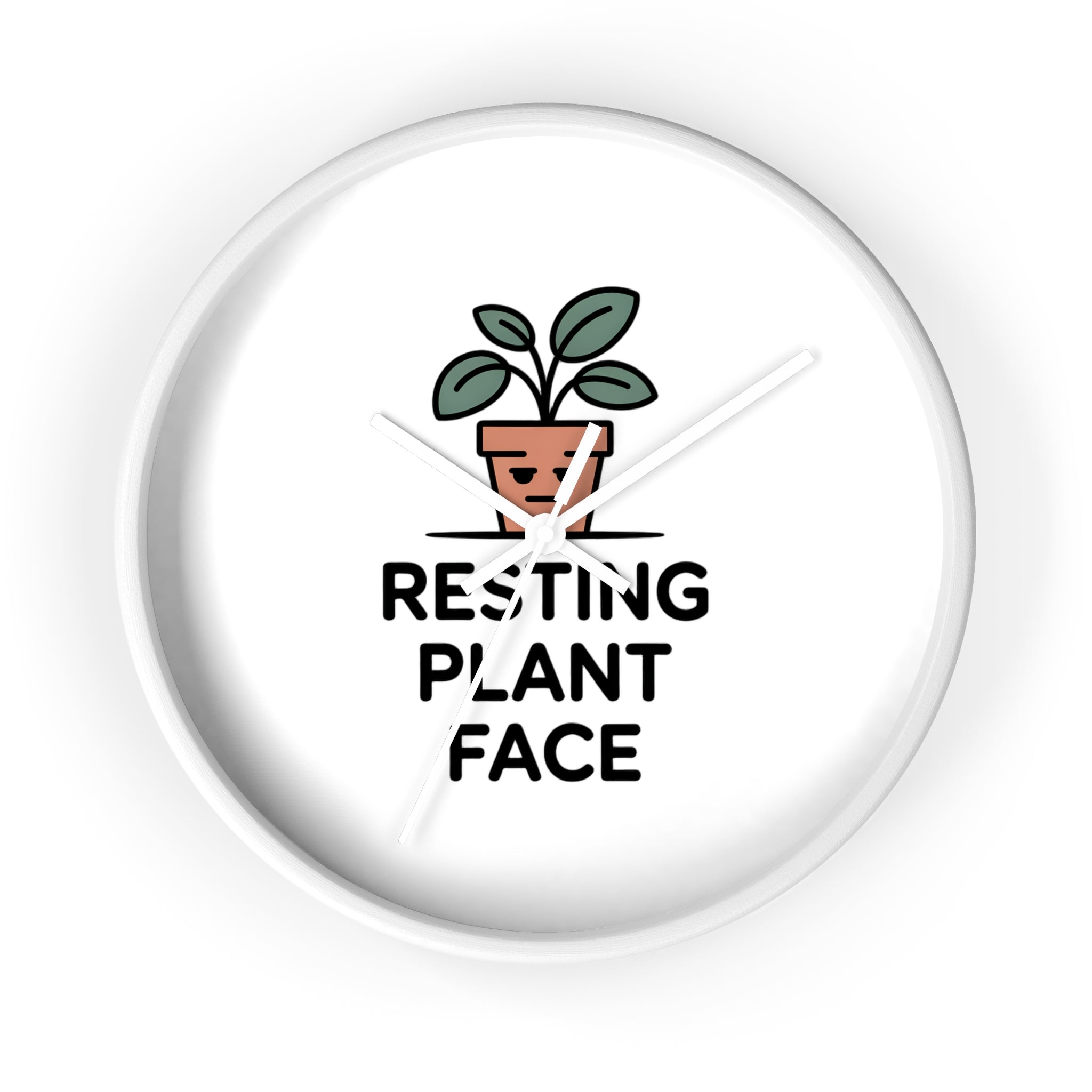 Resting Plant Face Wall Clock — Cute Plant Pot Decorative Clock for Plant Lovers