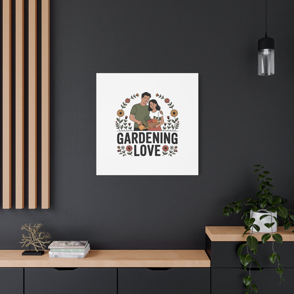 Gardening Love Canvas Print — Couple Gardening Wall Art