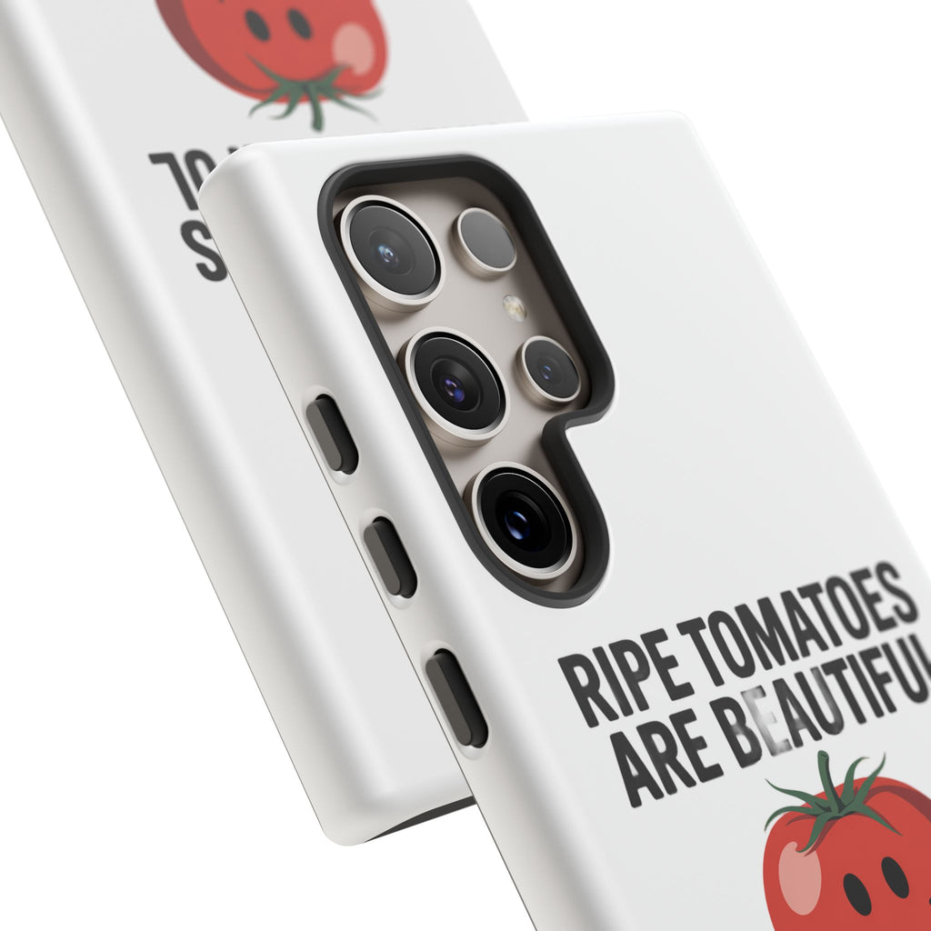 Phone Case — "Ripe Tomatoes Are Beautiful" Audrey Hepburn Quote with Smiling Tomato Graphic