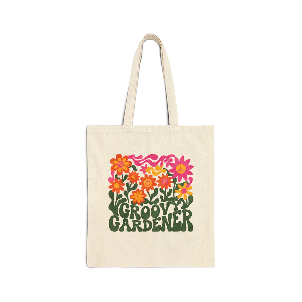 Groovy Gardener Tote Bag — Retro Floral Gardeners Market Bag