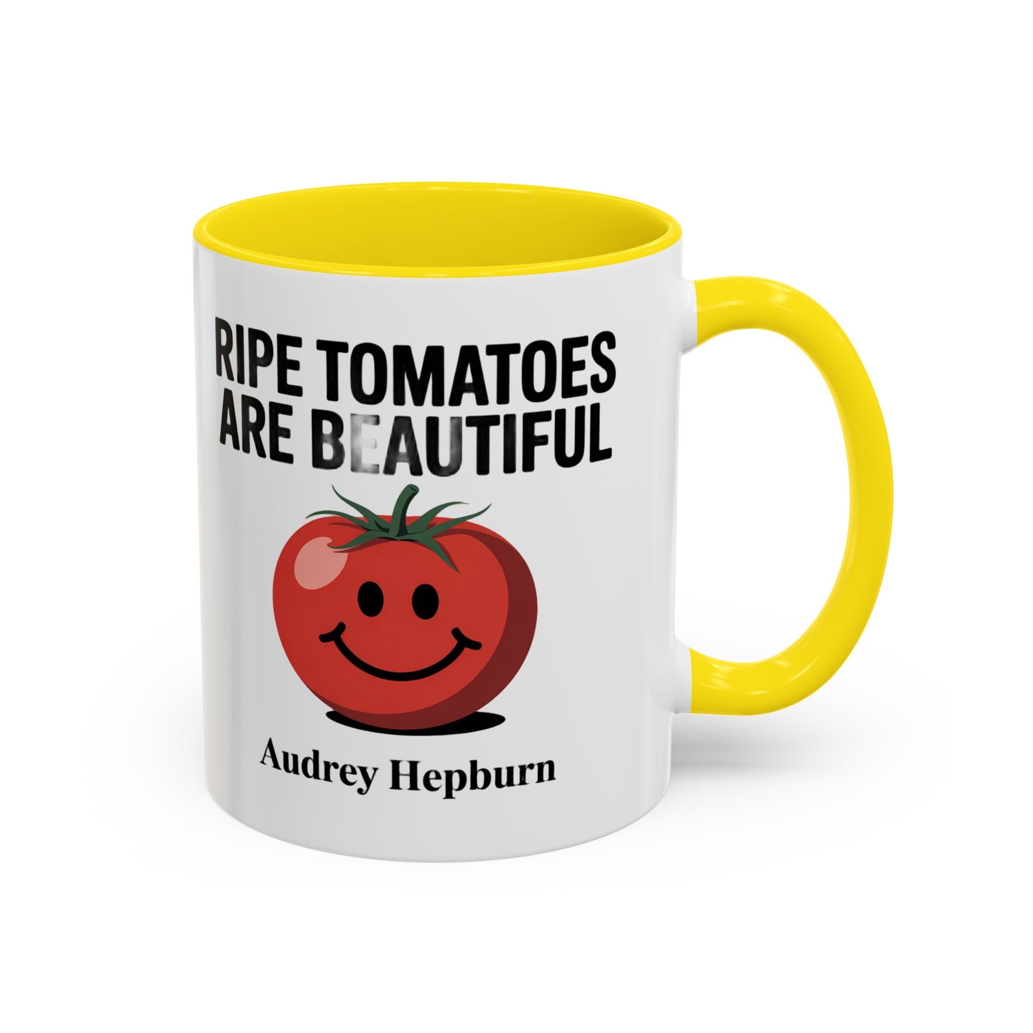 Accent Coffee Mug — "Ripe Tomatoes Are Beautiful" Audrey Hepburn Quote Mug