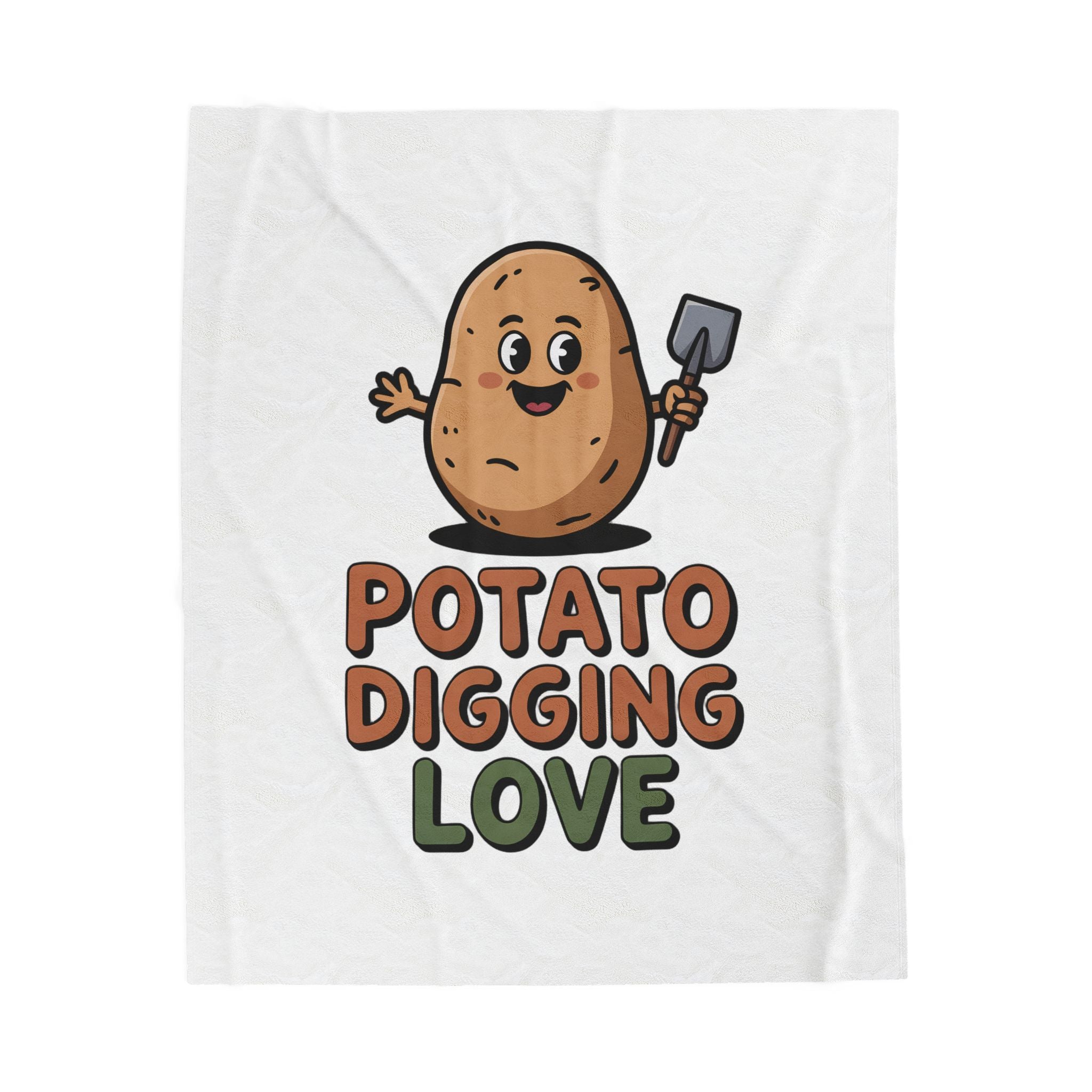 Velveteen Plush Blanket — Cute "Potato Digging Love" Gardening Throw for Plant & Garden Lovers