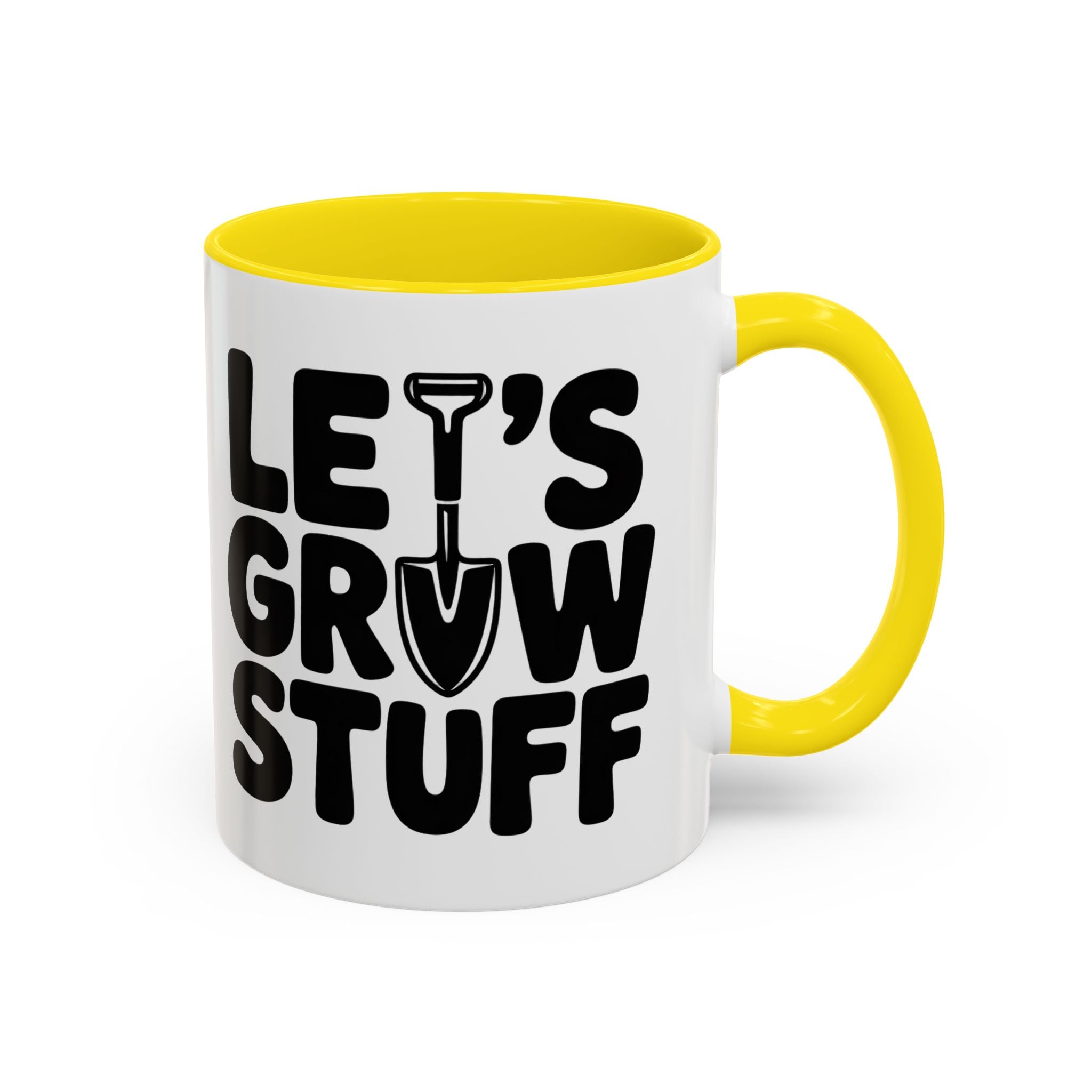Let's Grow Stuff Coffee Mug — Gardening Mug with Shovel Graphic (11/15 oz)
