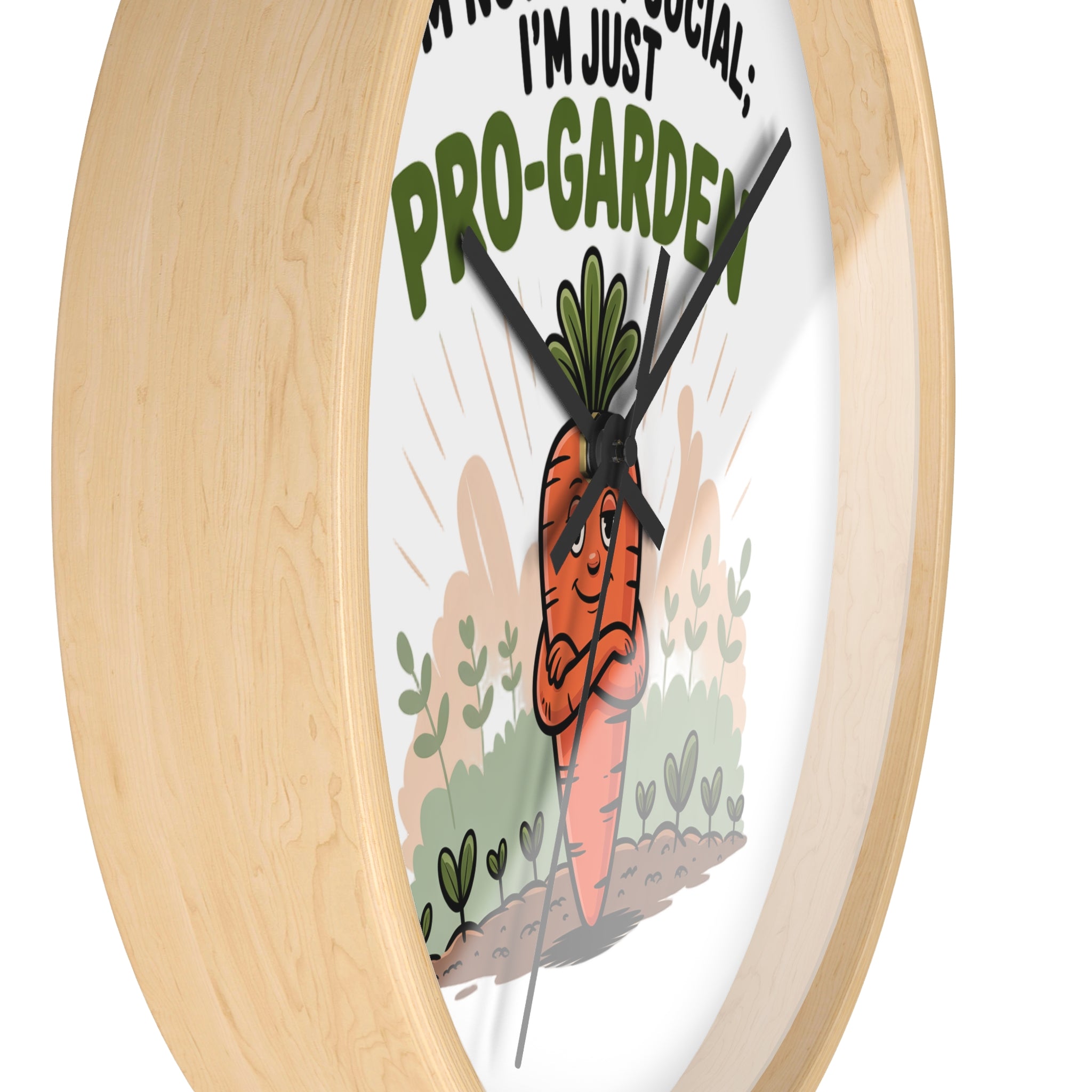 Pro-Garden Wall Clock – "I’m Not Anti-Social, I’m Just Pro-Garden" Carrot Design