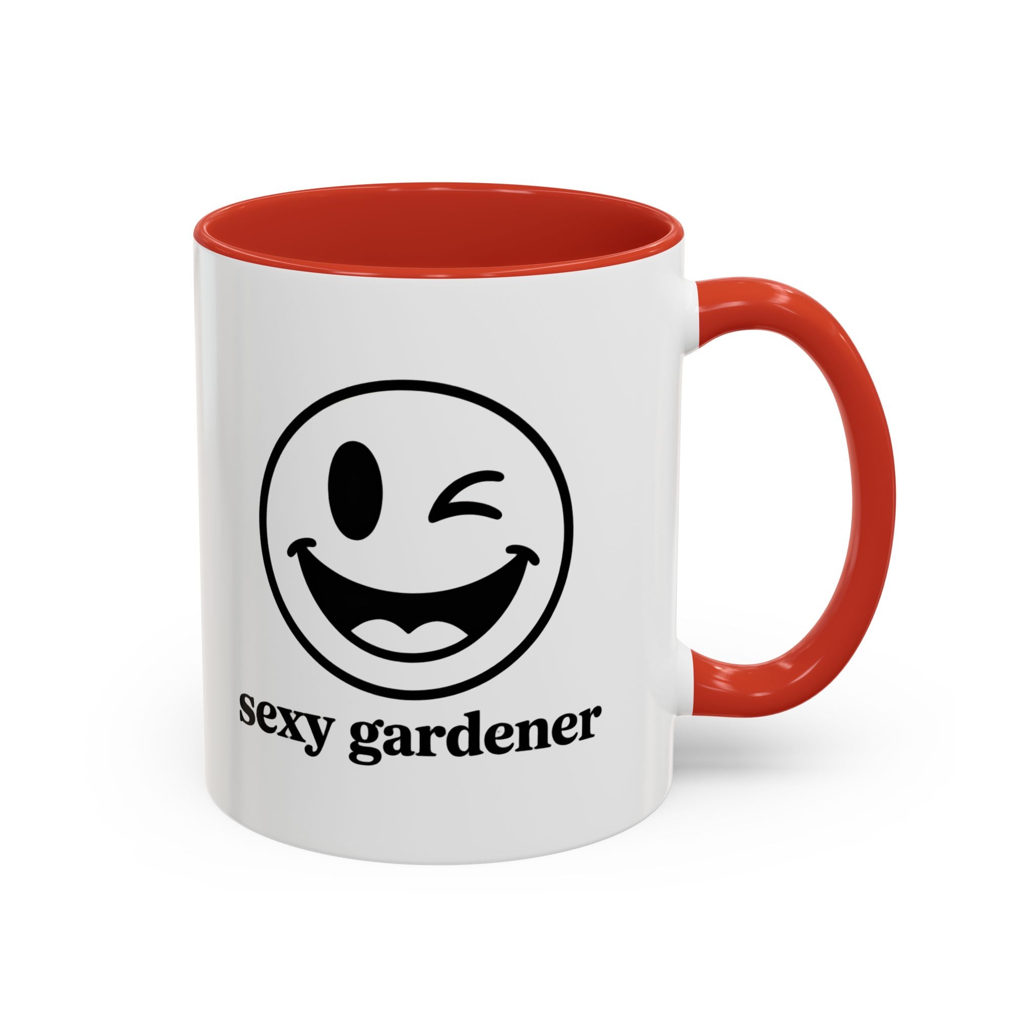 Sexy Gardener Accent Coffee Mug — Winking Smiley Plant Lover Gift (11/15oz)